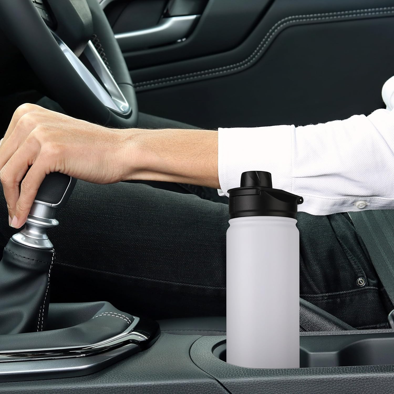 HASLE OUTFITTERS Insulated Water Bottle 22 oz Double Wall Stainless Steel Water Bottle Wide Mouth with Straw Lid & Spout Lid Keeps Cold or Hot(White,4) - Image 7