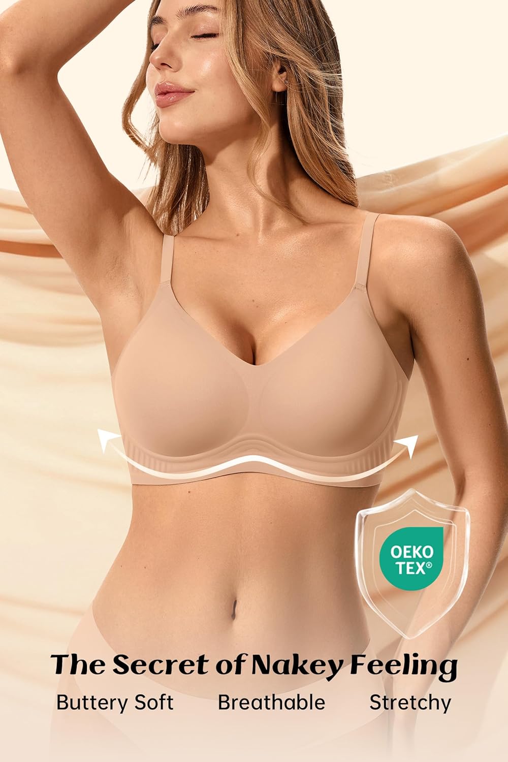 Jelly Bras for Women No Underwire Wireless Tshirt Bra Push Up Seamless Bralettes w Support - Image 5