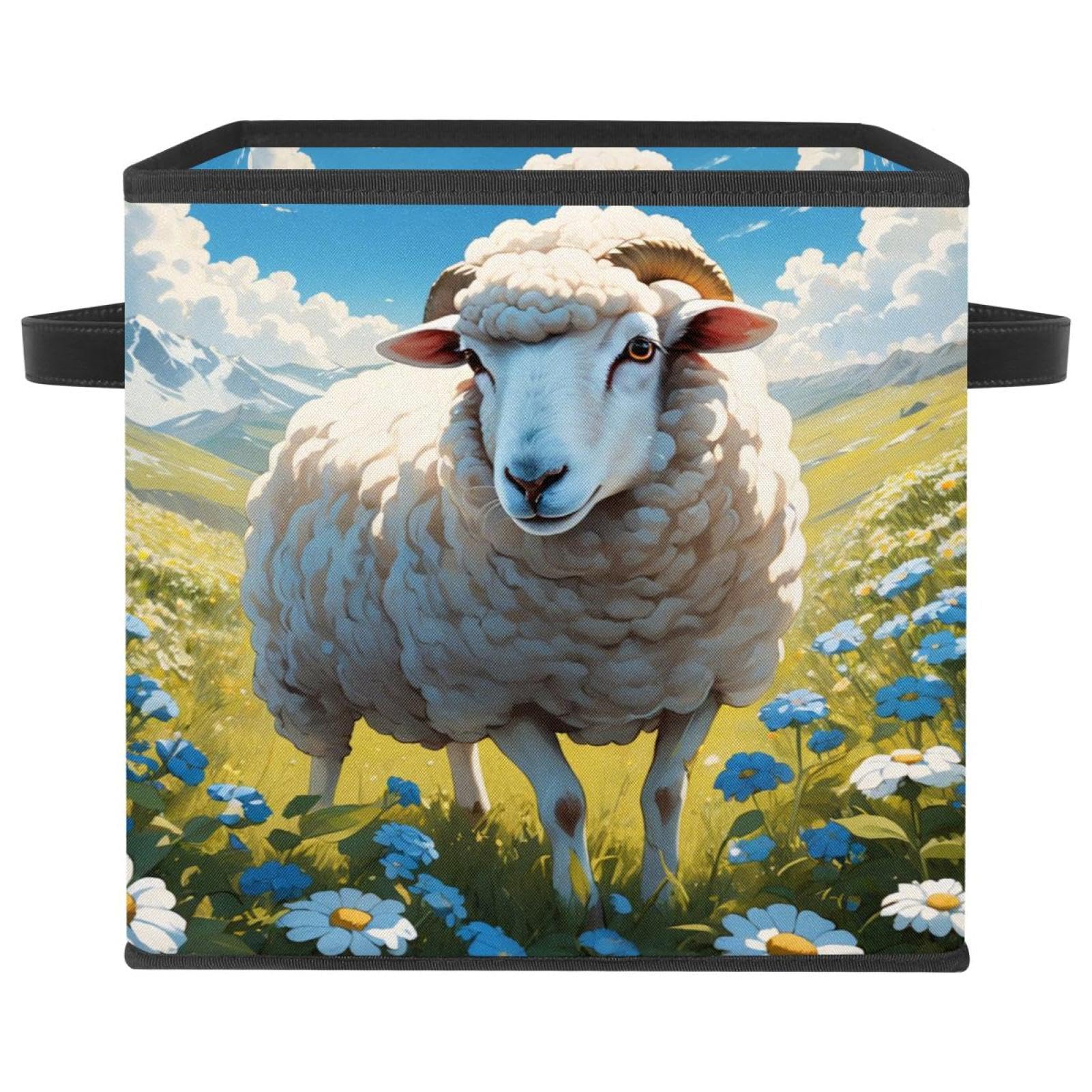 Panier de rangement motif mouton pour organiser les jouets et linges