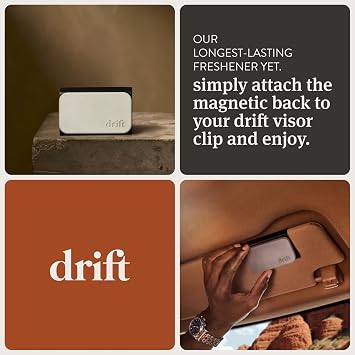 Drift Car Air Freshener - Stone Air Freshener - Car Odor Eliminator - Long Lasting Scent - Auto Accessories - Metal Clip - Essential Oils - Clean Ingredients - Amber 3 Pack Starter Kit - CLIP INCLUDED