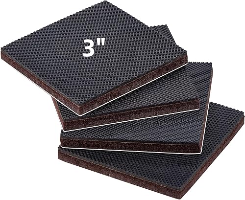 Miniatura 9 de Almohadillas de goma antideslizantes para muebles 8 piezas 3 pulgadas cuadradas, almohadillas antideslizantes para muebles de madera dura, para sofá