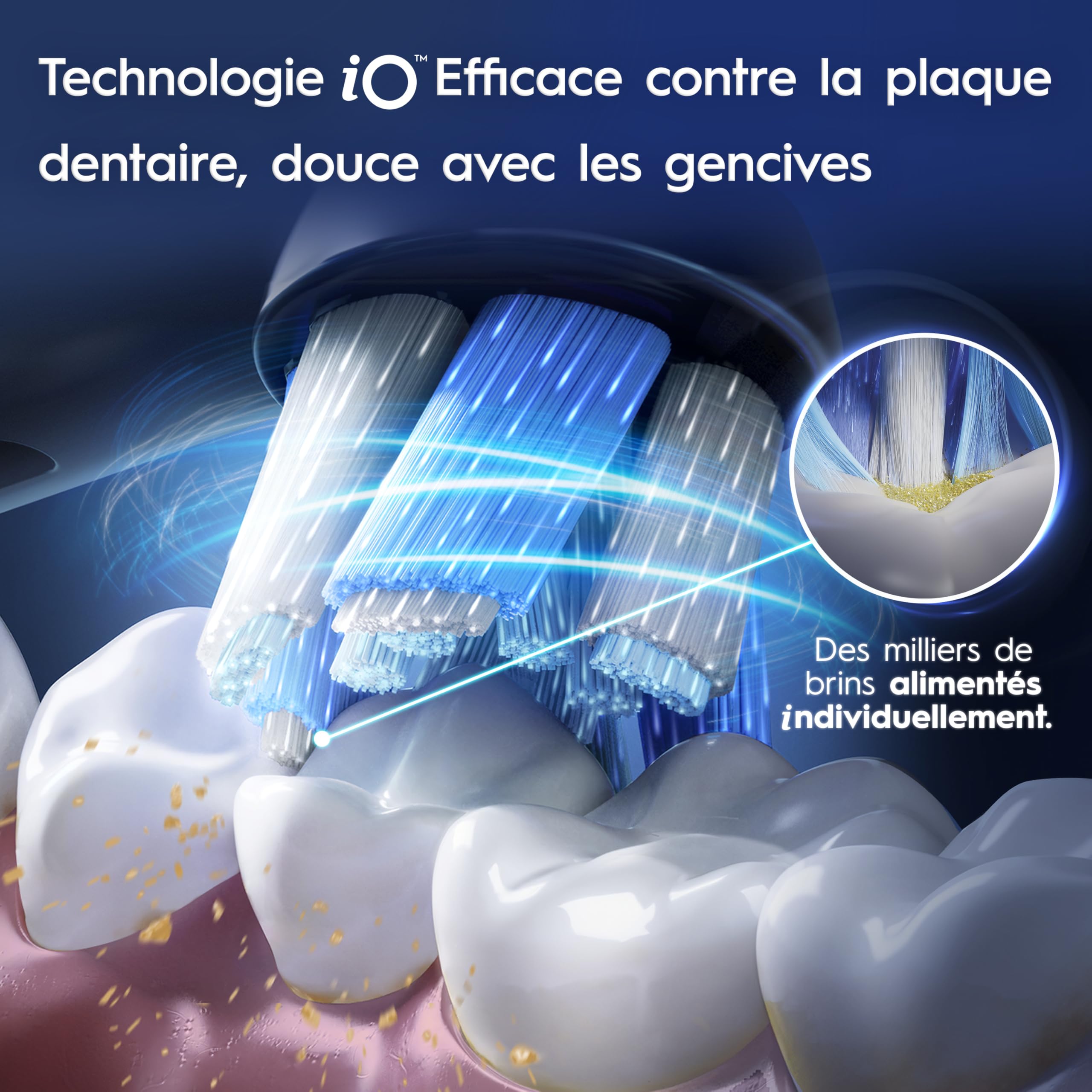 Oral-B Brosse à Dents Electrique iO 9, Brossette de Rechange, Noire – 7 Modes de Brossage dont Blancheur, Soin Gencives, Charge Rapide de la Batterie, Capteur de Pression, Etui de Voyage