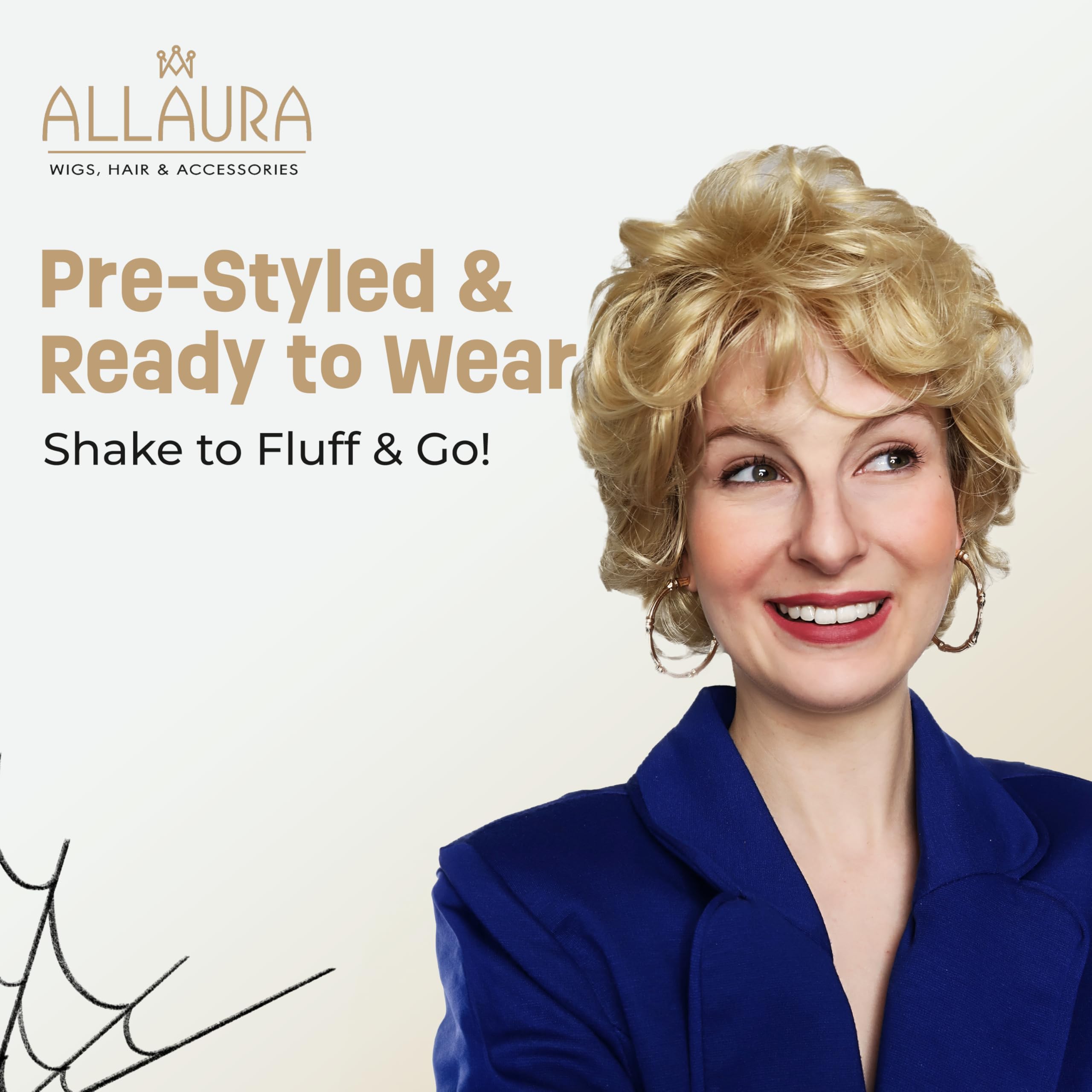 ALLAURA Betty Golden Grandma Wig for Women & Old Lady Rose Gold Betty Wig, Fits All, Golden Blonde - Image 3