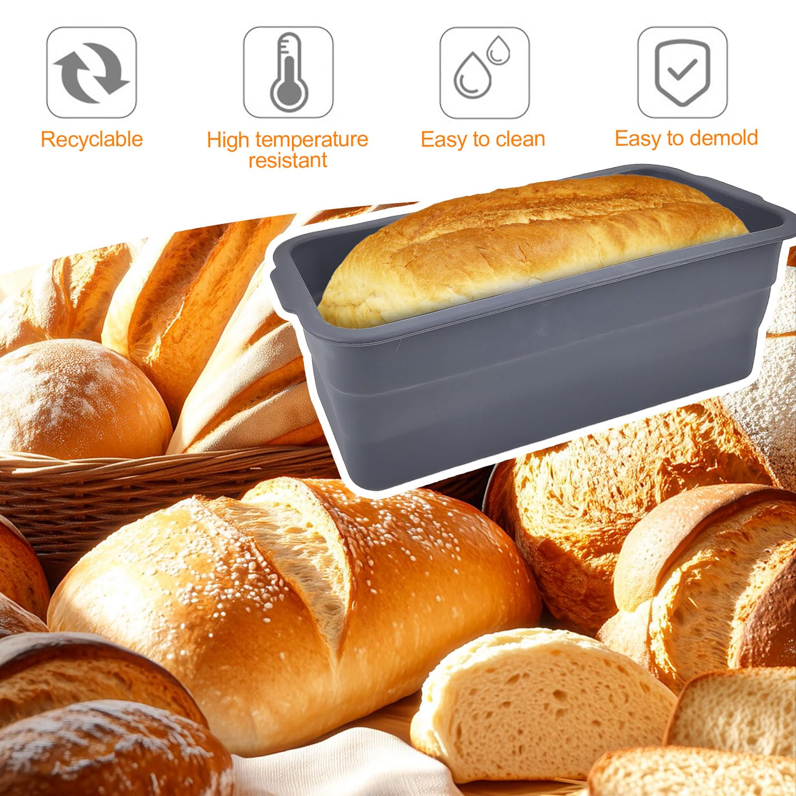 Stampo Per Pane In Silicone Con Coperchio – Pieghevole, Antiaderente, 23x13 Cm, Per Forno E Microonde