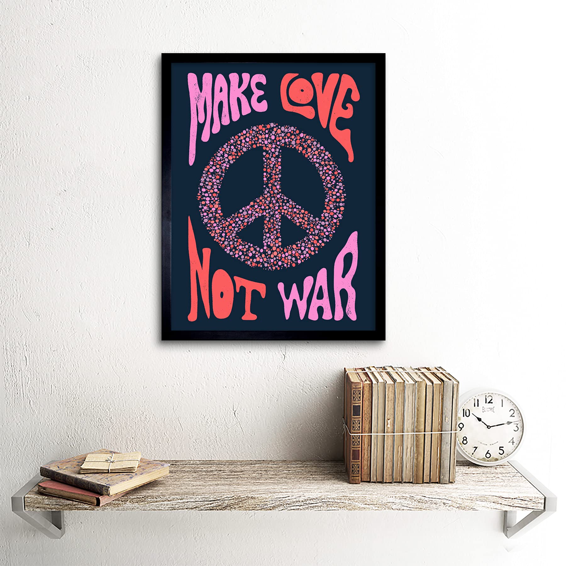 Amazon｜Make Love Not War Peace Art Print Framed Poster Wall Decor