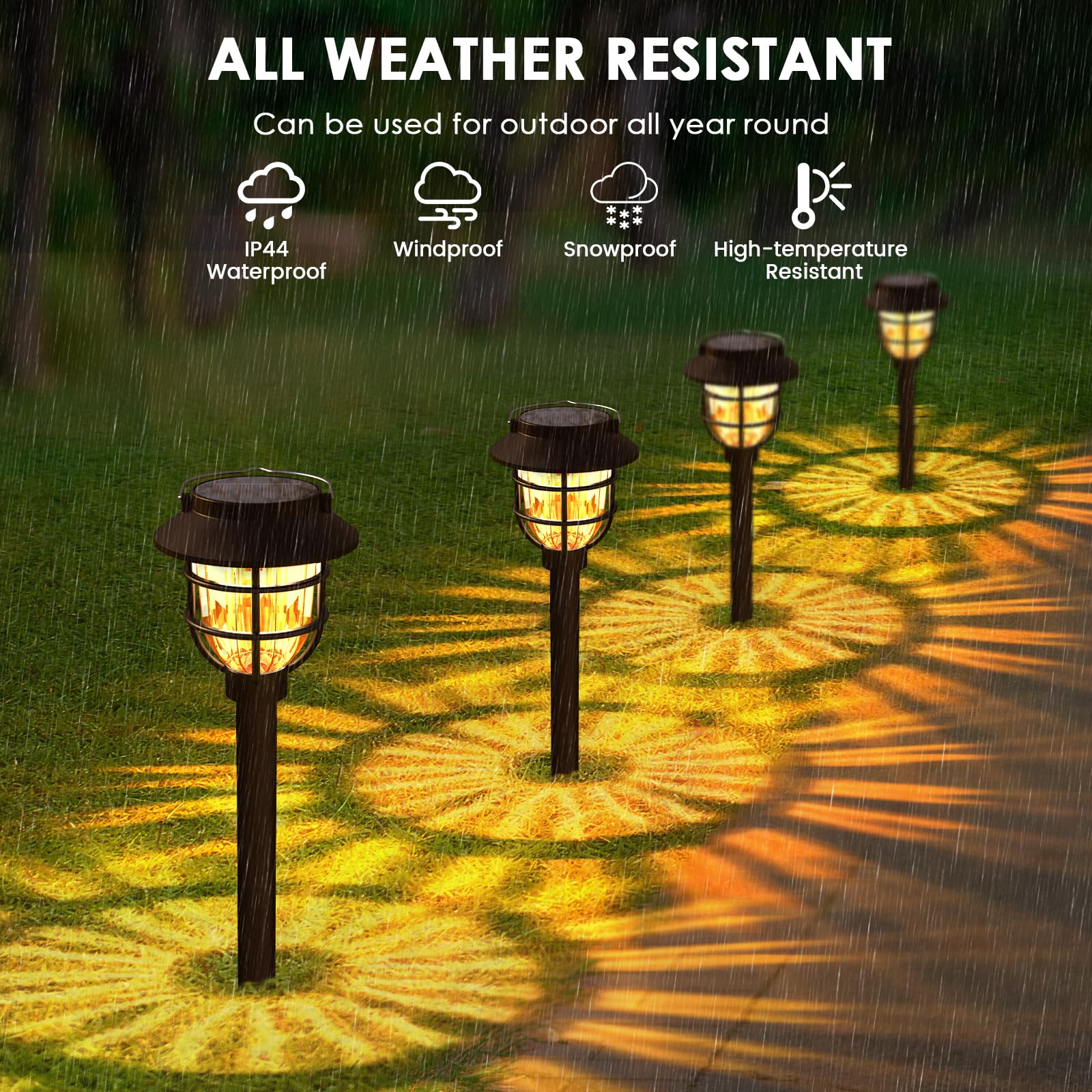 Solarleuchten für den Außenbereich, wasserdicht, helle Solar-Gartenleuchten mit 3000 K warmem LED-Licht, Solar-Hoflichter, Landschaftsbeleuchtung für Hof, Rasen, Gehweg, Auffahrt, 10 Stück