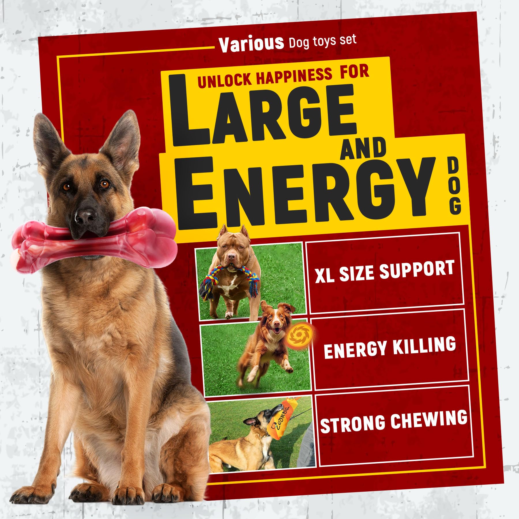 Zeaxuie Varios juguetes masticables resistentes para perros para masticadores agresivos, juego de 9 unidades, incluye juguetes de cuerda indestructibles y juguetes chirriantes para razas medianas,