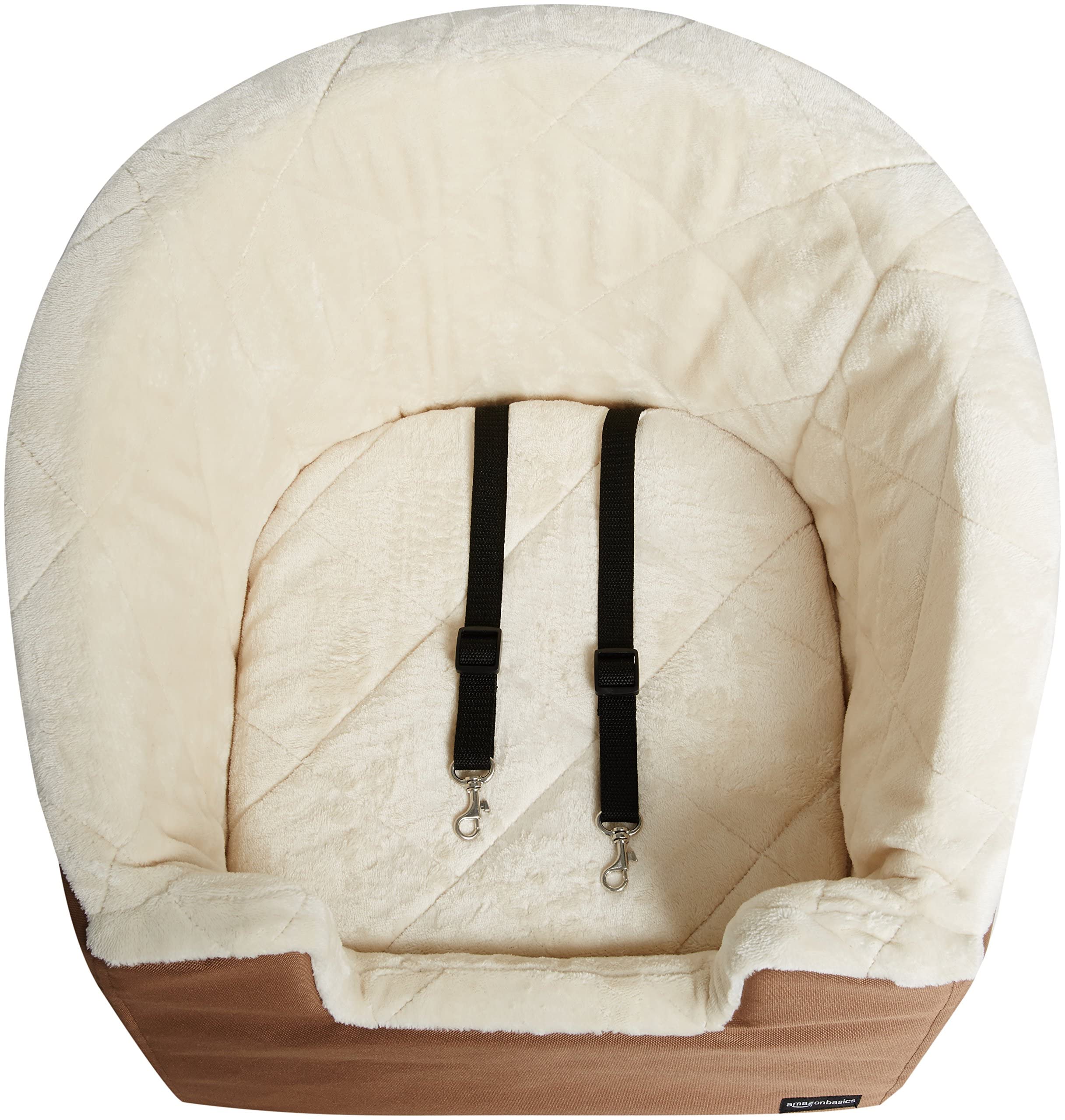Amazon Basics Asiento Elevador para Mascotas, Estilo Cubo, Beige Bronceado