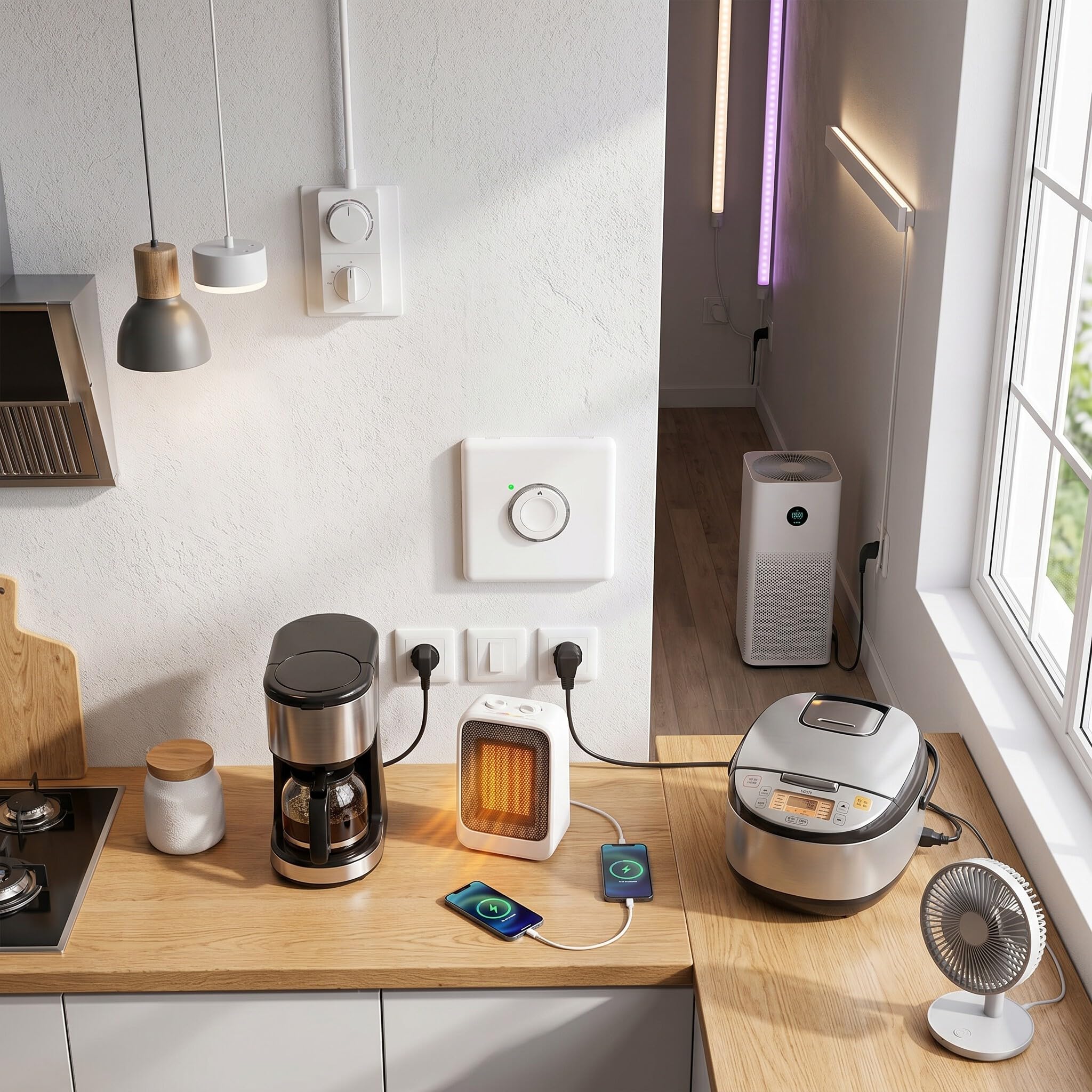 Panneau de Commutation de Minuterie, 220 V 3 500 W, Compte à Rebours, Interrupteur de Mise Hors Tension, Minuterie Murale à Commande Tactile pour Lumières, Moteurs, Appareils