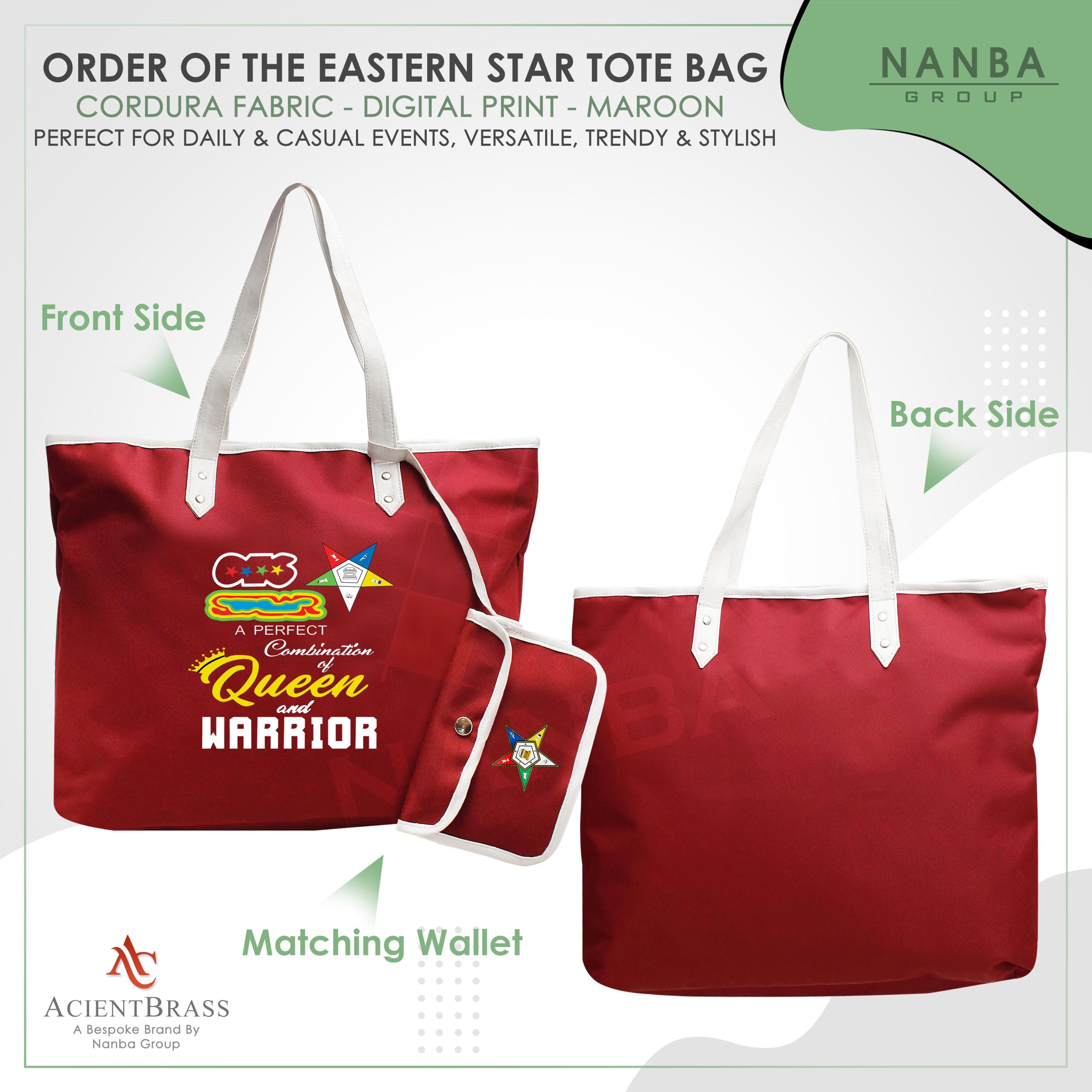 OES Tote Bag Queen Warrior Order Eastern Star Sisterhood Gift