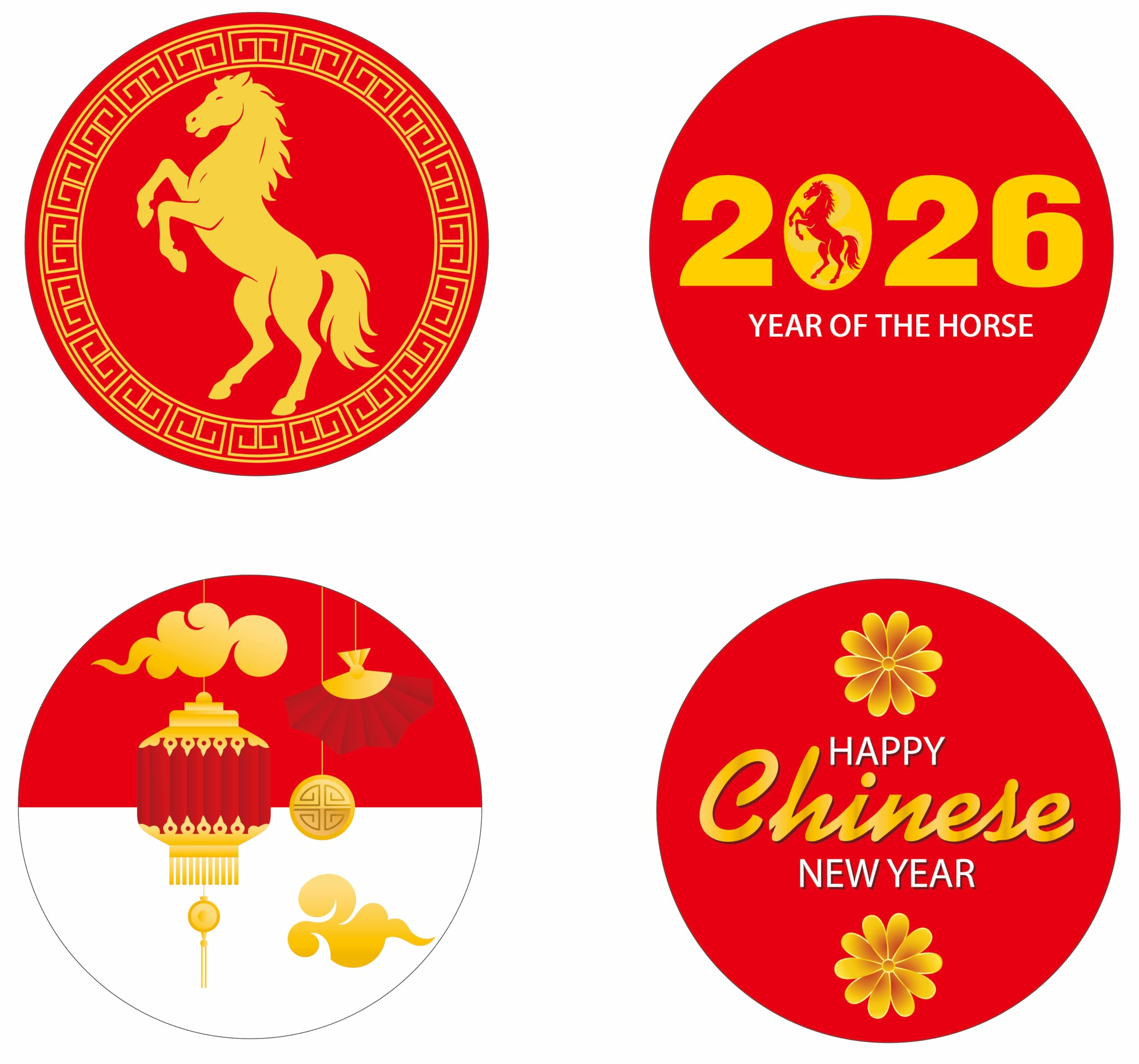 256 PCS Chinese New Year Candy Sticker Favors Decor -2026 Year of The Horse Sticker Decorations Horse Stickers Labels for Chocolate Chinese Lunar New Year Party Favor Supplies