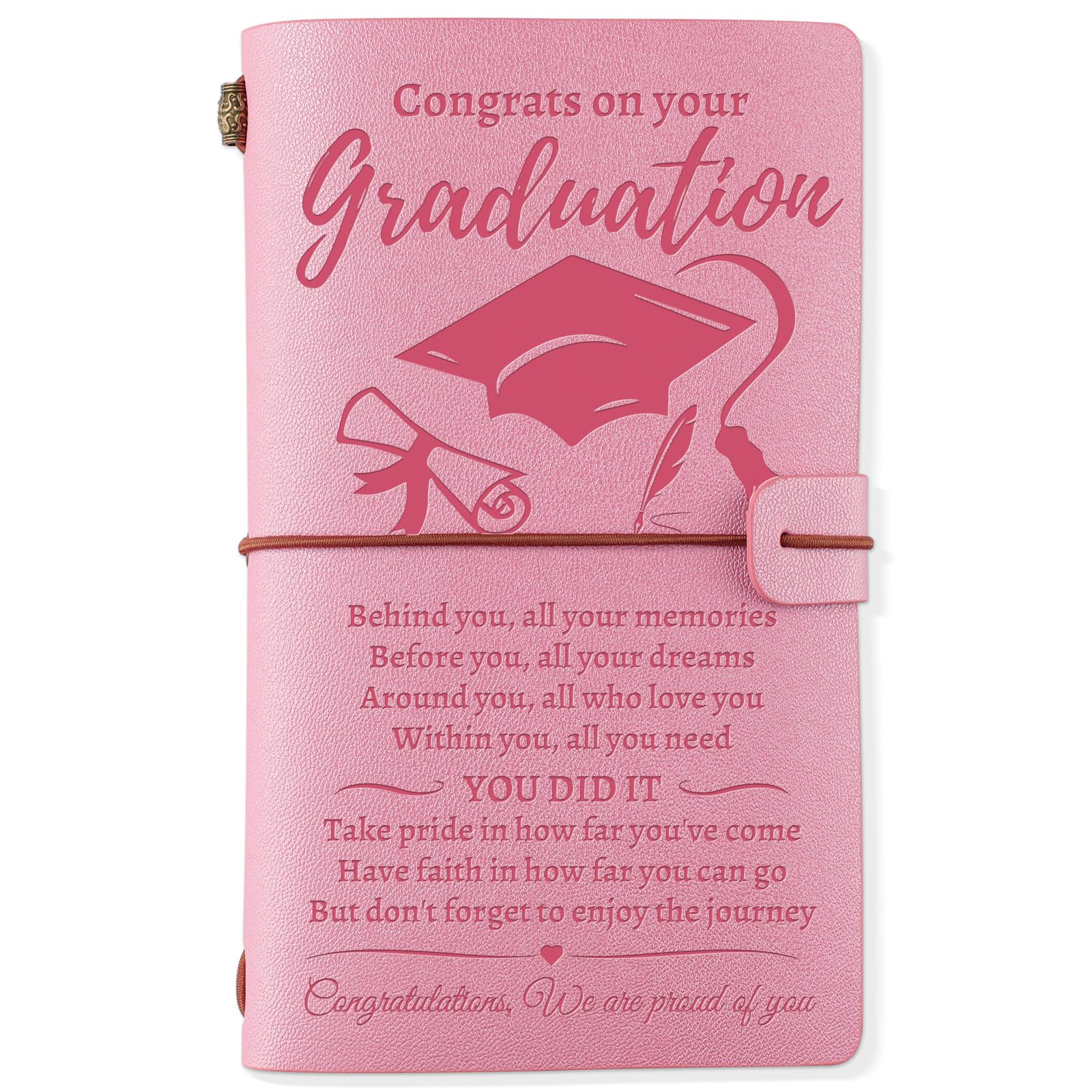 PRSTENLY Graduation Gifts for Women Her, 144 Pages Pink Leather Travel Journal Diary Graduation Gift for Granddaughter Daughter Sister Friends, College University School Grad Presents — image 1