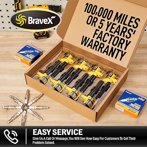 Miniatura 7 de Bobinas de encendido de arranque recto de alto rendimiento 8 piezas y bujía SP546 15% más energía Ford F150 F250 F350 para Ford Lincoln Mercury V8