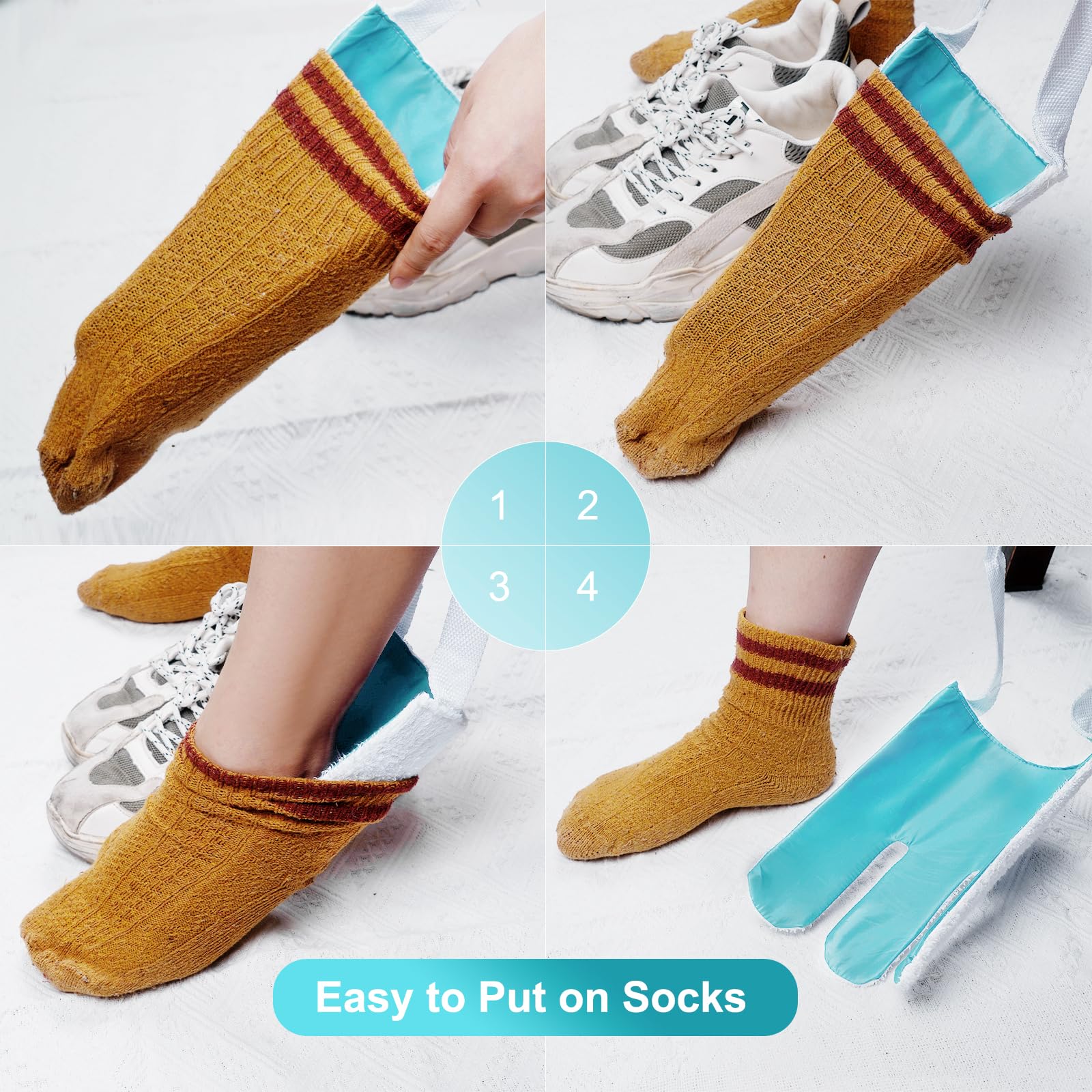 Ayuda ancha para calcetines, dispositivo de ayuda para ancianos, discapacitados, embarazo, ayuda para poner calcetines, extractor de calcetines suave, herramienta de ayuda fácil de poner y quitar,