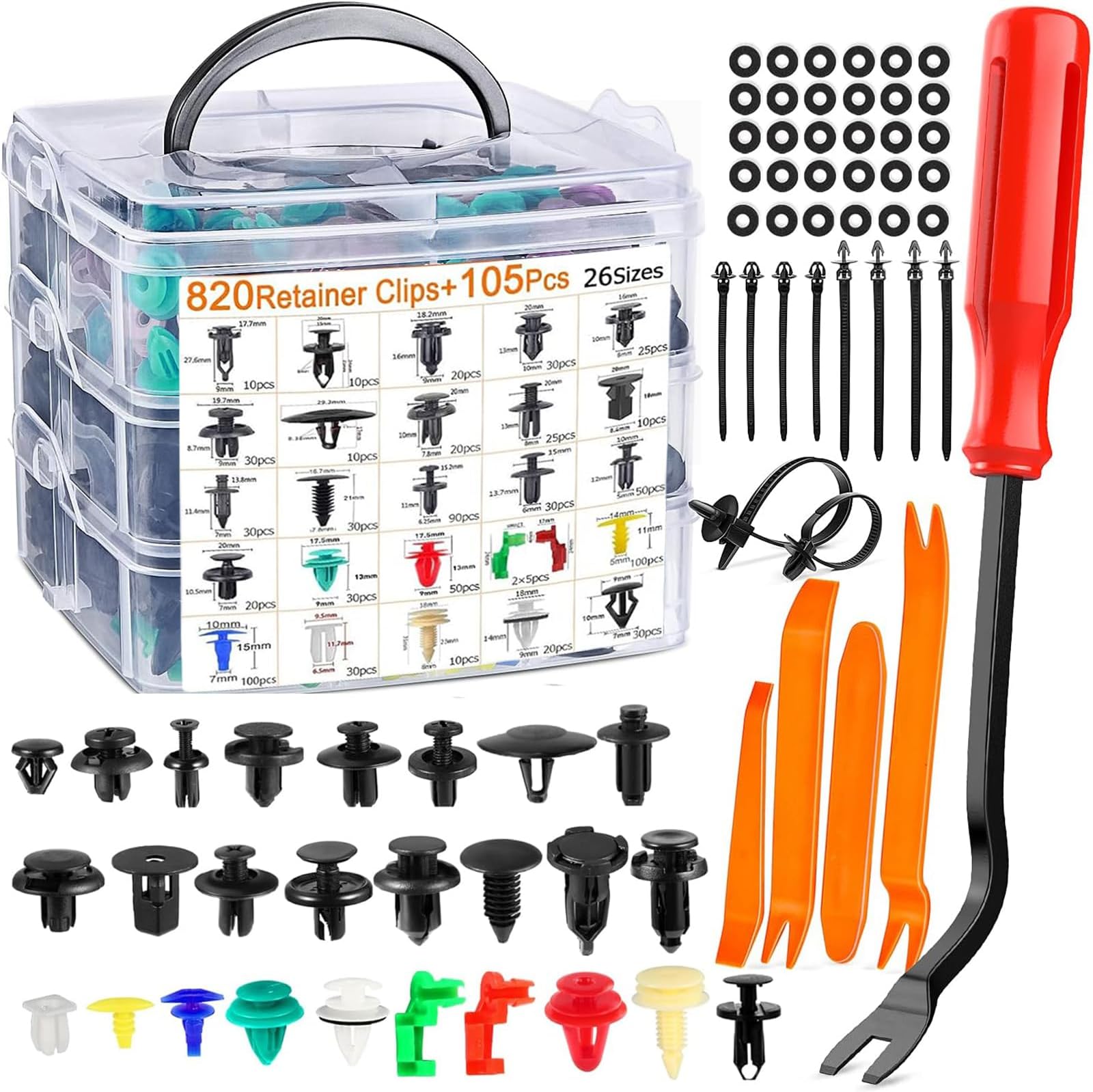 – 925PCS Car Trim Clips Set with Removal Tools, 26 Sizes Car Plastic Rivets Set, Assorted Retainer Clips Fasteners Kit for Bumper, Door, Fender - Universal Auto Body Rivet Clips and Fastener Remover