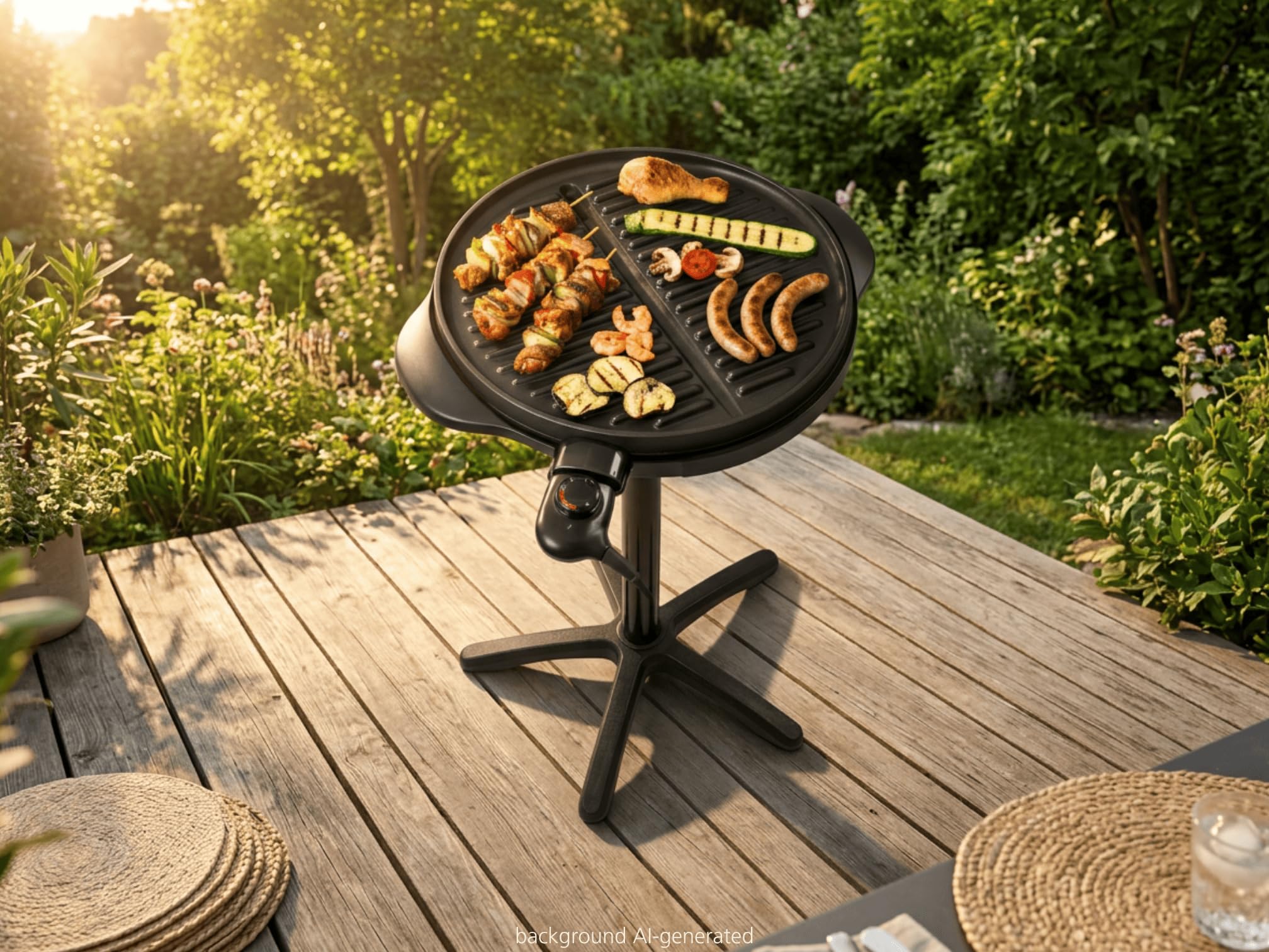 Steba VG 250, Negro, Gris, 1800 W, 5000 g, 1000 x 550 x 430 mm - Parrilla | Tapa, baja grasa, regulación de temperatura continua, fácil limpieza