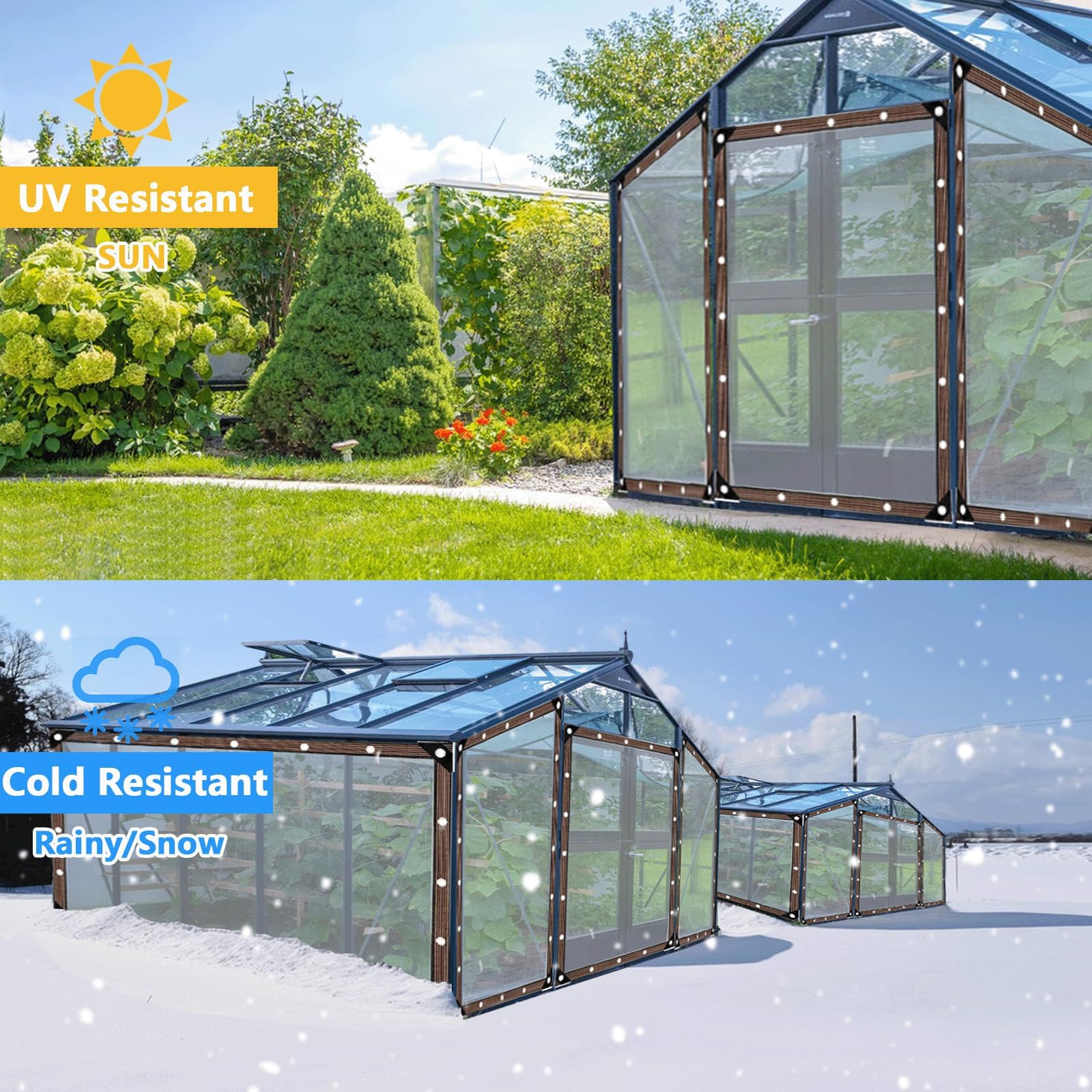 Lona Transparente Impermeable 170 G/m² - 4x3 Metros, Con Ojales, Para Protección De Jardín, Piscina Y Exteriores