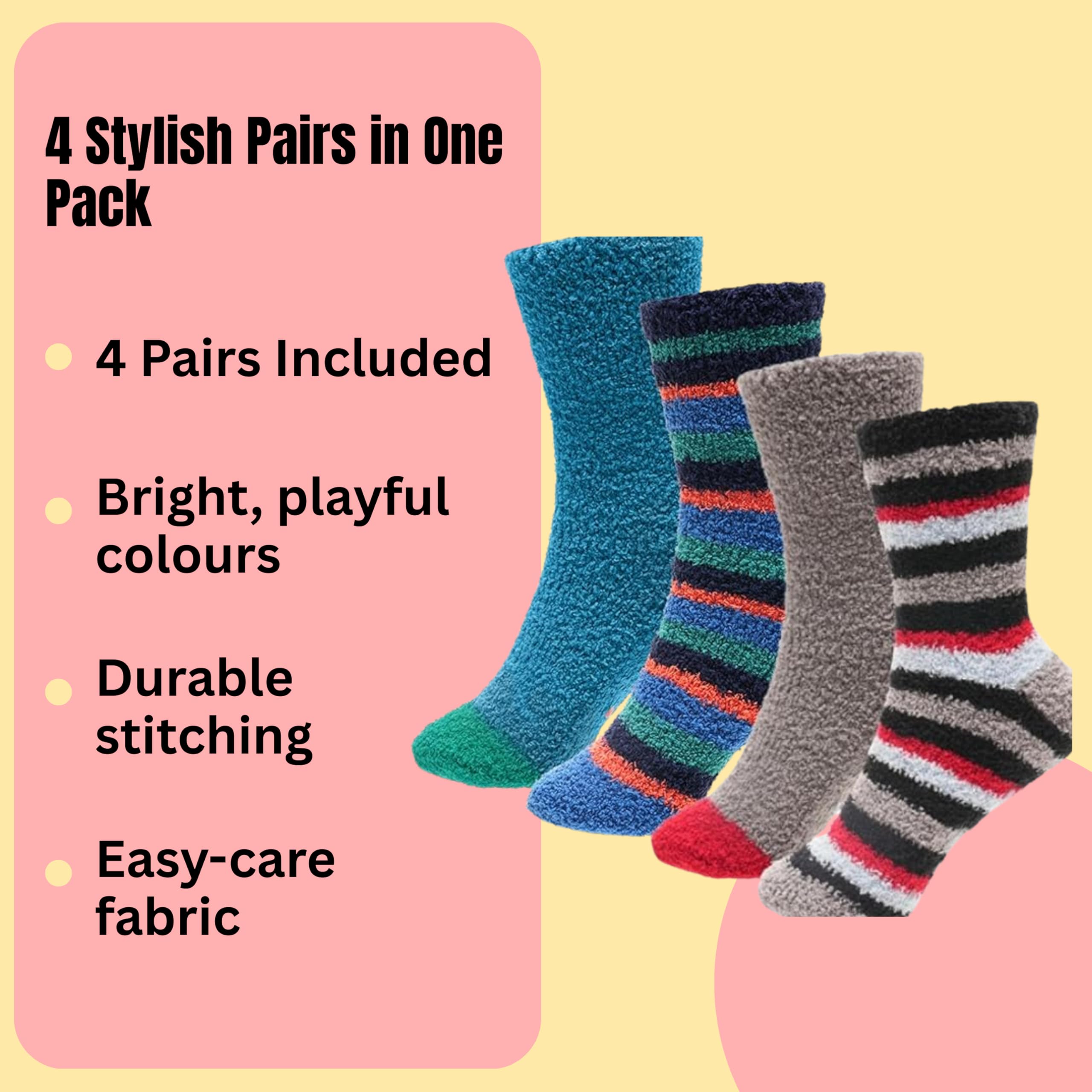 GM Apparel Lot de 4 paires de chaussettes moelleuses pour garçons - Antidérapantes - Chaussettes de lit - Super douces et pelucheuses - Thermiques confortables - Bandes