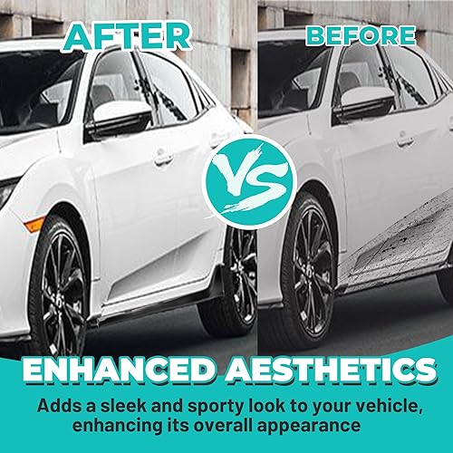 Miniatura 3 de KUAFU Repuesto de extensión de falda lateral compatible con Honda Civic 2016-2021 de 4 puertas Sedan (incluido el modelo Si) estilo Type-R, kit de