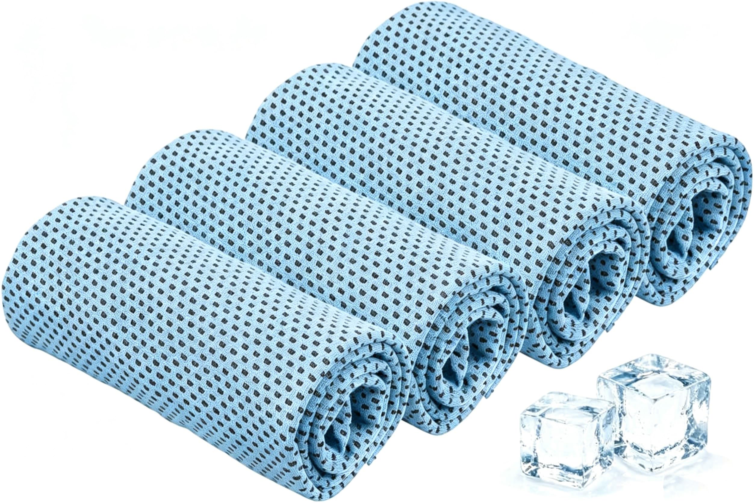 4Pcs Cooling Towels 40"x12",Sports Towels for Hot Weather (Blue)