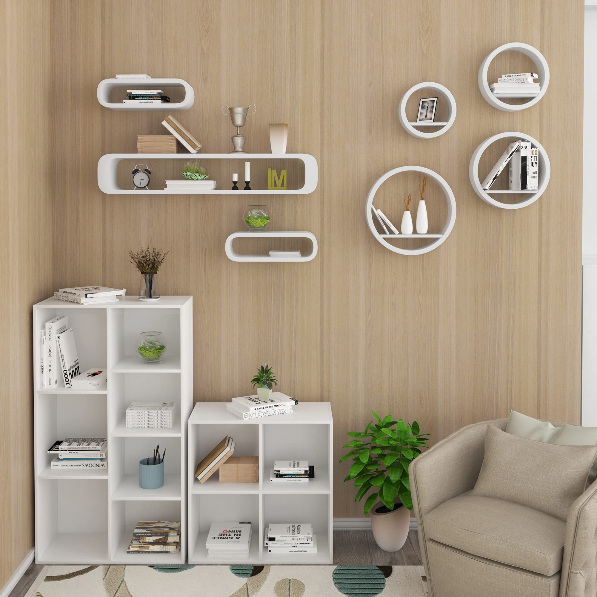 WOLTU Wandregal 3er Set Cube CD DVD Regal Bücherregal Hängeregal Schwimmendes Regal Wandboard Cube Design für Büro, Wohnzimmer, Schlafzimmer, Küche, kinderzimmer, Weiß, 90x40x40cm