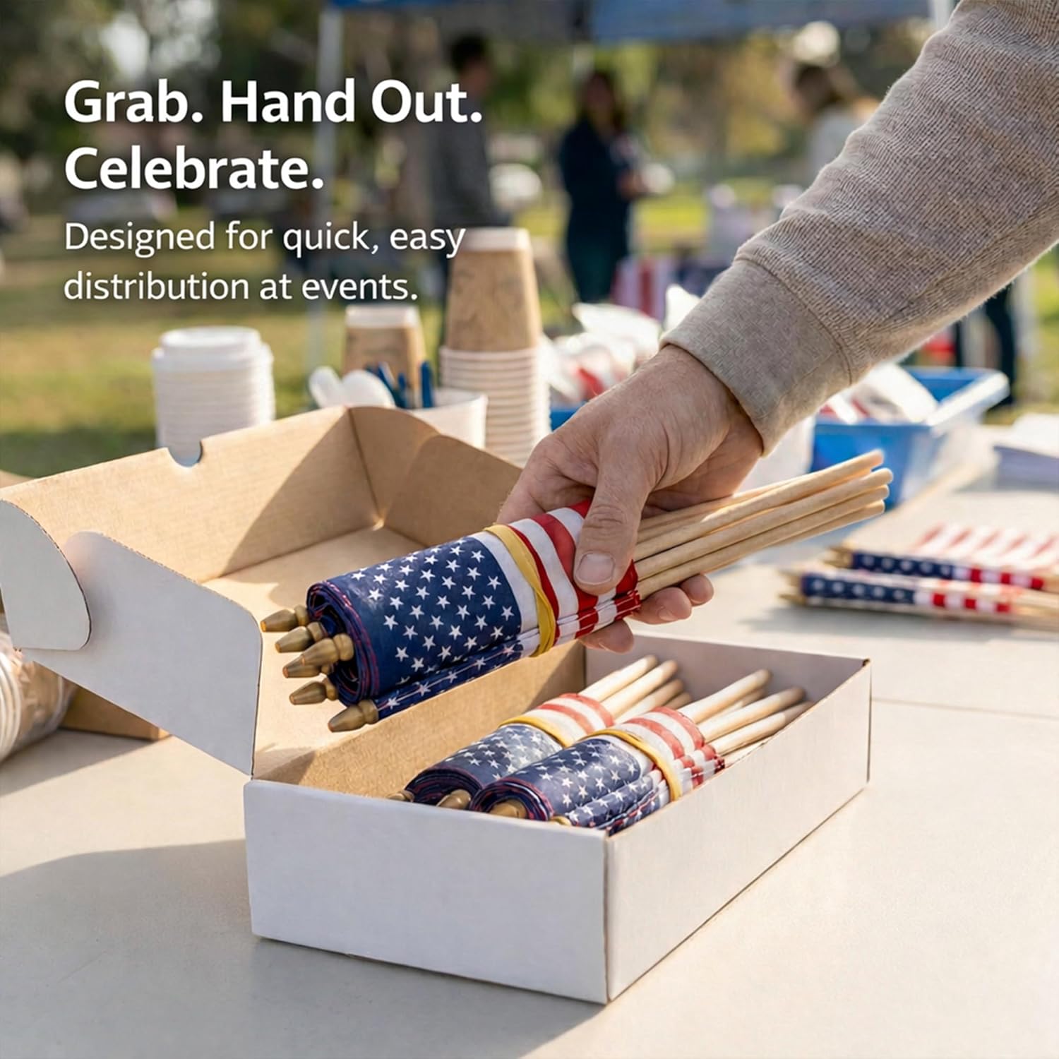 C CRYSTAL LEMON Handheld Flags 200 - Mini US Flags on Stick, Bulk Small American Banner for Parades, Events, Celebrations, Festivals, Patriotic Holidays, Classroom & Party Decorations