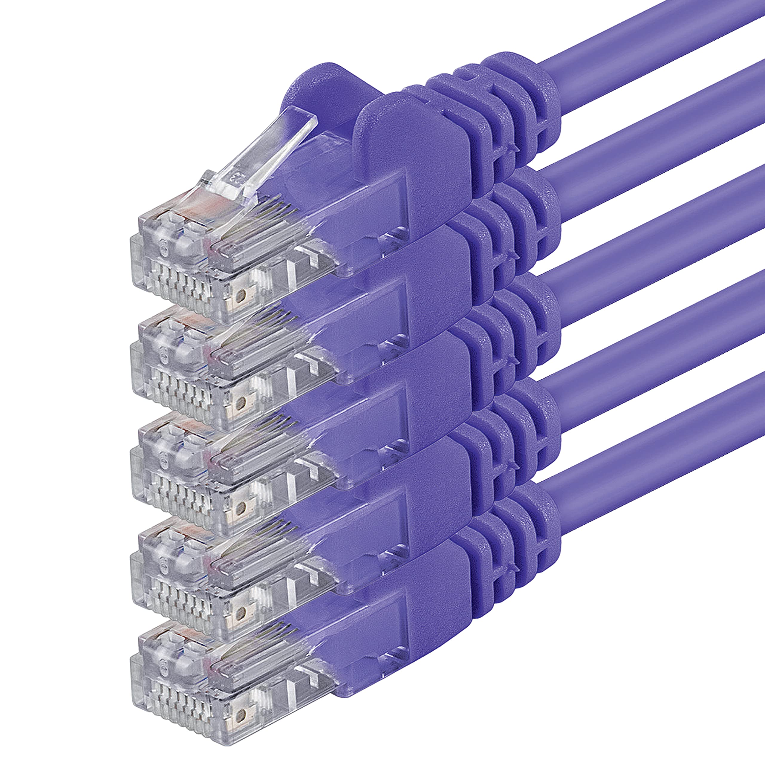 1aTTack.de 3,0m - violett - 5 Stück - (PACK) - CAT.6 CAT6 Ethernet-Lan-Netzwerk-Kabel 1000 Mbit/s Patchkabel