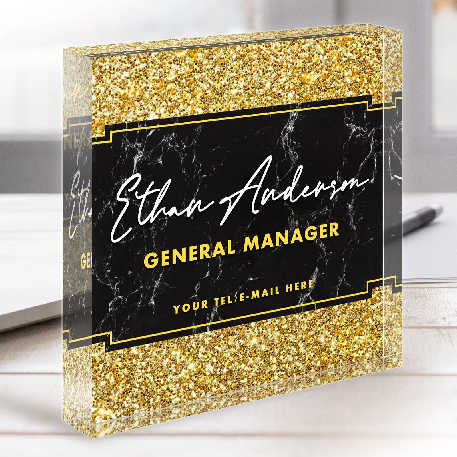 Custom Professional Office Desk Signs - Personalized Acrylic Name Plates for Desk - Employee Appreciation Gifts for Coworkers, Boss, Teacher - Desk