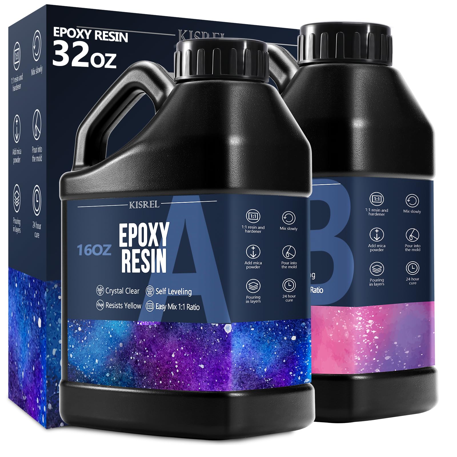 Żywica epoksydowa 900 g – zestaw z żywicy epoksydowej – bez żółknięcia, bez pęcherzyków powietrza, żywica odlewnicza do rękodzieła artystycznego, tworzenia biżuterii, drewna i form żywicznych (500 ml