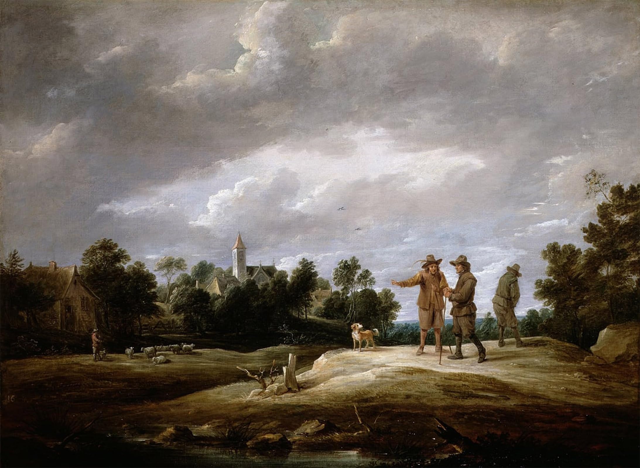 SERENDIPITP Vintage Wall Art Canvas Nordic Poster Canvas Print Picture Peasants Conversing by David Teniers the Younger Wall Art Poster for Home Decor 60x90cm