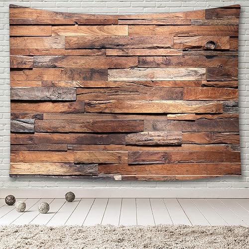 TOMOZ Tapiz de madera rústica, tapiz de tablero de madera marrón natural, tapiz para colgar en la pared, tapiz de puerta de granero para dormitorio,