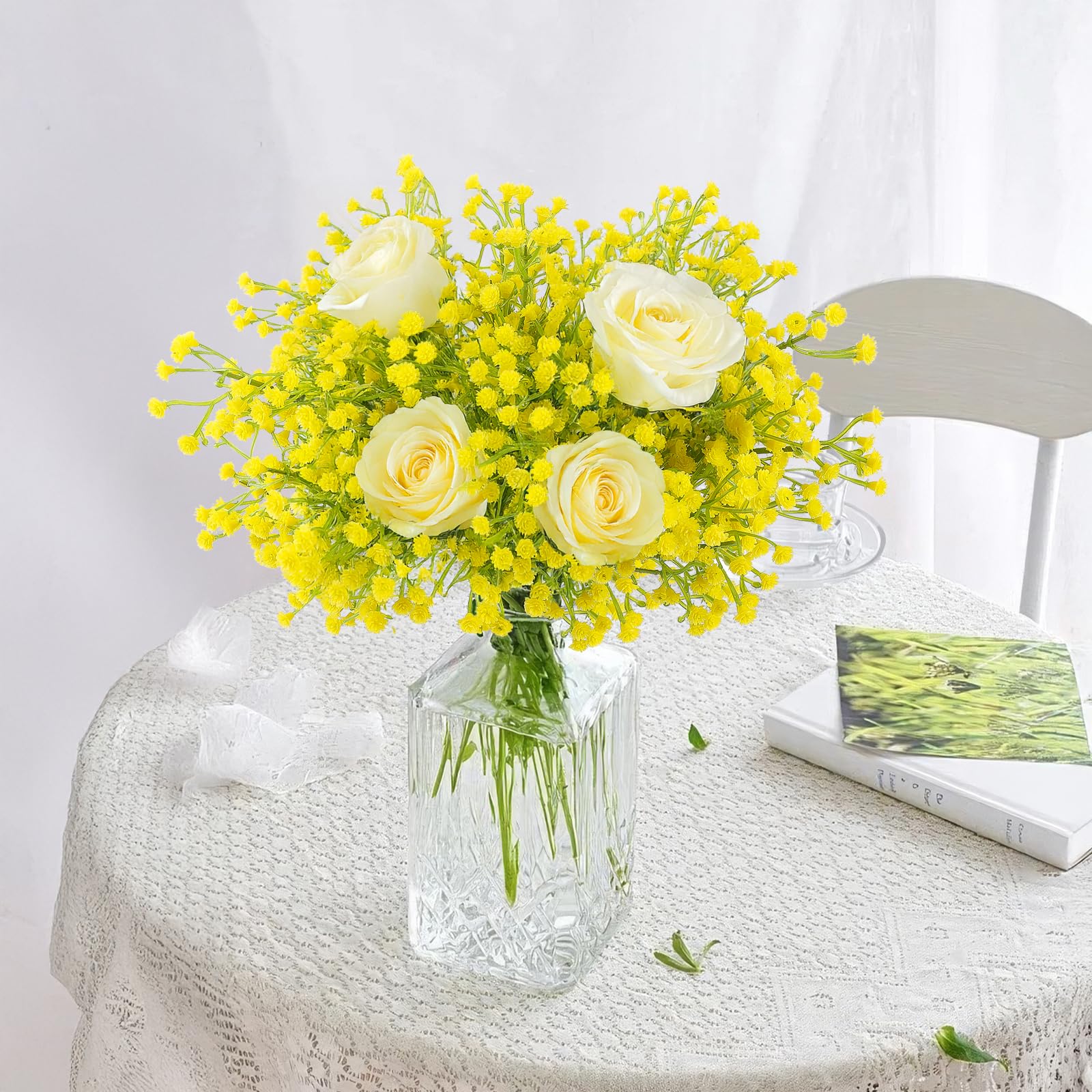 N&T NIETING ベビーブレスフラワー 10個 フェイクカスミソウ植物 ベビーブレス 造花 ウェディングパーティー ホームガーデン装飾 イエロー　並行輸入品 N\u0026T NIETING ベビーブレスフラワー 10個 フェイクカスミソウ植物 ベビーブレス 造花 ウェディングパーティー ホームガーデン装飾 イエロー