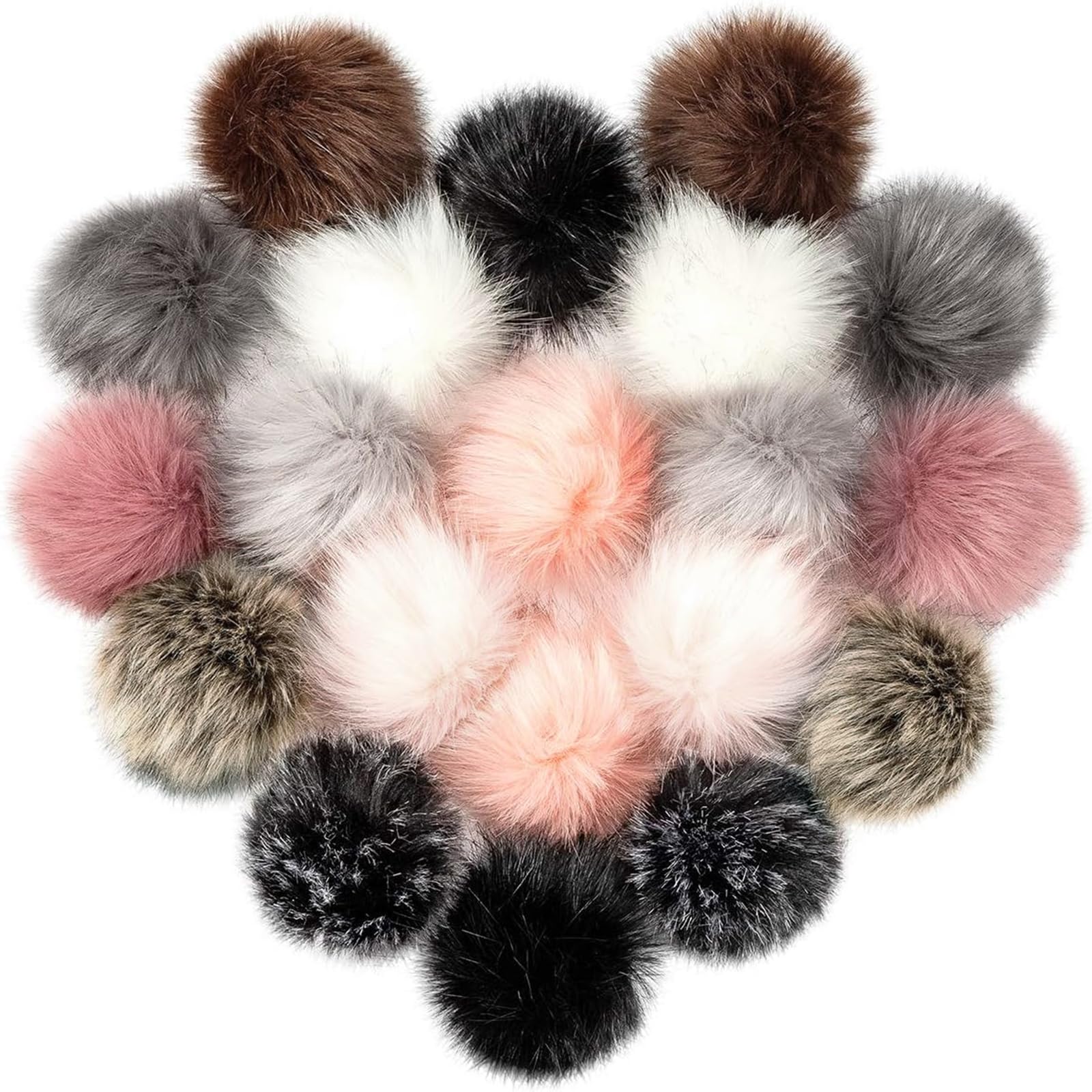 4.5" Fluffy Faux Fur Pom Poms for Hat Knitting &amp; Crochet Accessories, 20Pcs