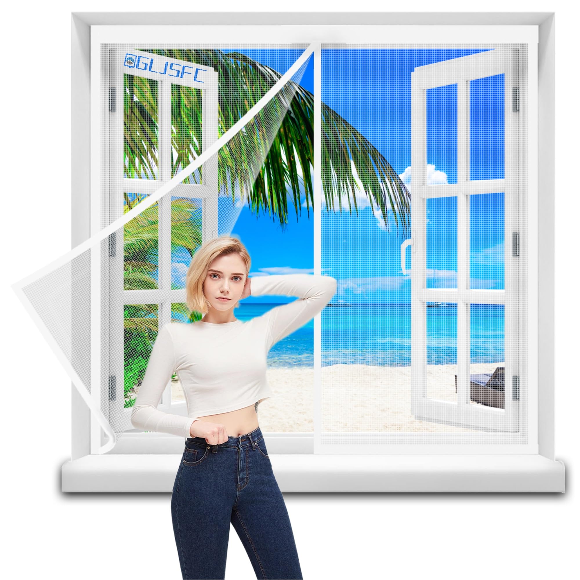 Qgljsfc White Magnetic Fly Insect Screen Window 105X155cm With Heavy Duty Mosquito Net With Magnet For Door Curtains Keep Bugs Out Lets Fresh Air In
