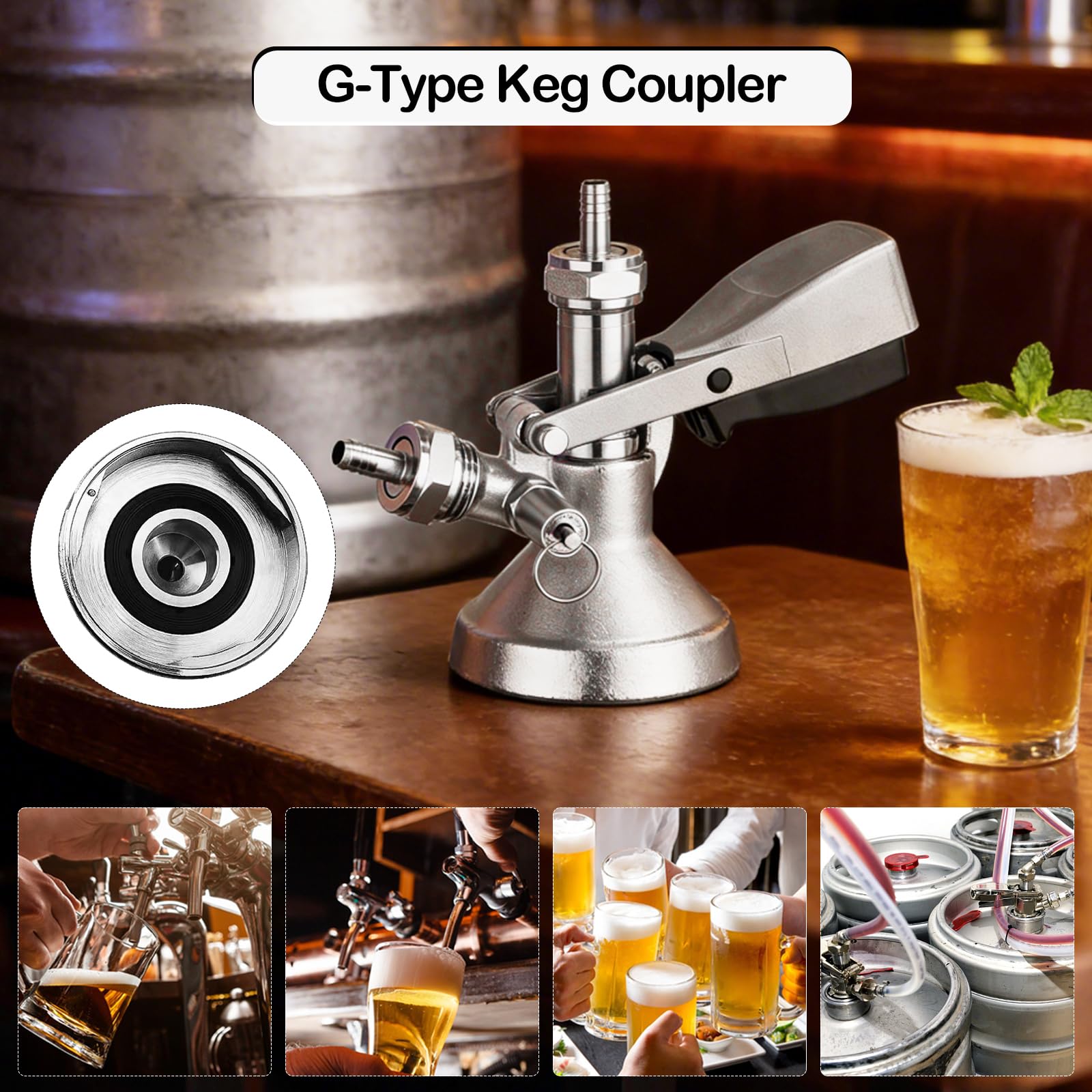 Coupleur De Fût Type G, Tête De Soutirage G5/8 Avec Soupape De Sécurité, Robinet En Acier Inoxydable 304 Pour Système De Tirage, Connecteur Pour Fûts Compatible Bière, Vin Et Boissons Gazeuses