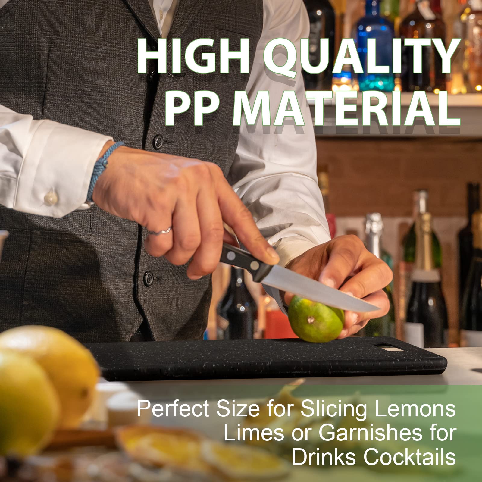 Didaey 8 Pcs Small Cutting Board for Kitchen Mini Plastic Cutting Board Set Bar Dishwasher Safe Granite Color Cutting Board for Camping Food Fruits Prep Vegetables Easy Grip, Black, 6 x 10 Inch