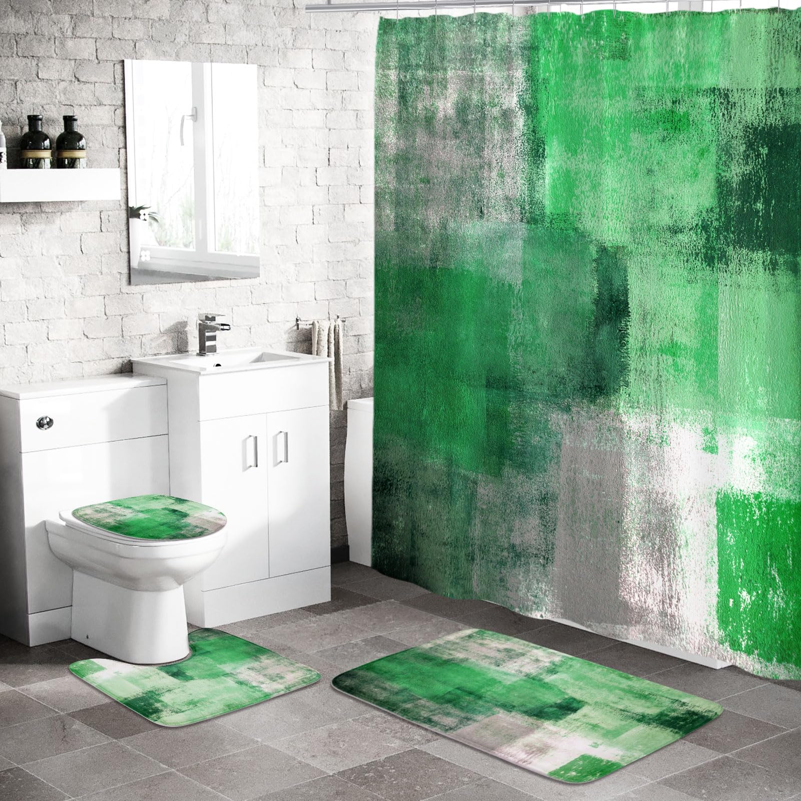 Uiiooazy Juego De Cortina De Ducha Verde Salvia Con Ganchos, Cortina De Ducha Con Hojas Verdes Y Azules, Cortina De Ducha Para Baño, Plantas Botánicas Se Desnudan, Decoración De Tela Impermeable