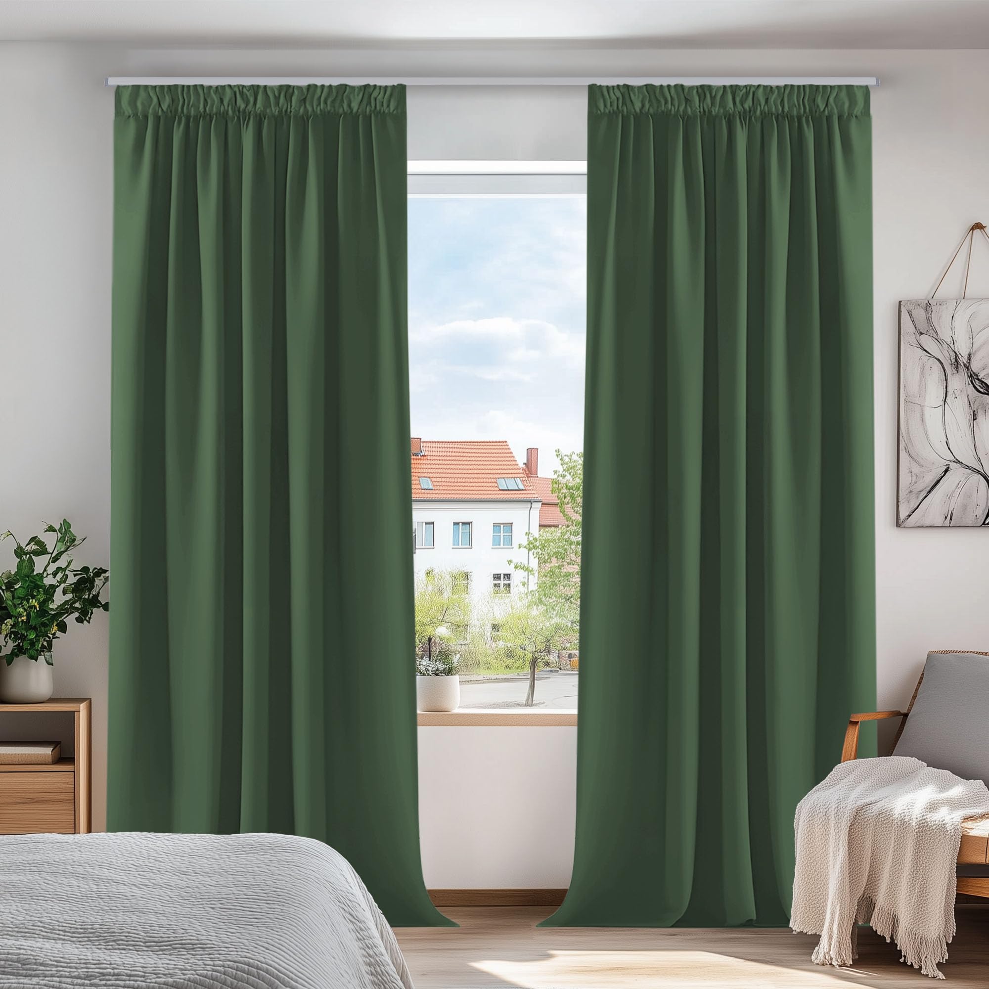 Deconovo Gardinen mit Kräuselband Blickdicht Vorhänge Kälteisolierend Thermovorhang für Balkontür Schlafzimmer 2 Stück