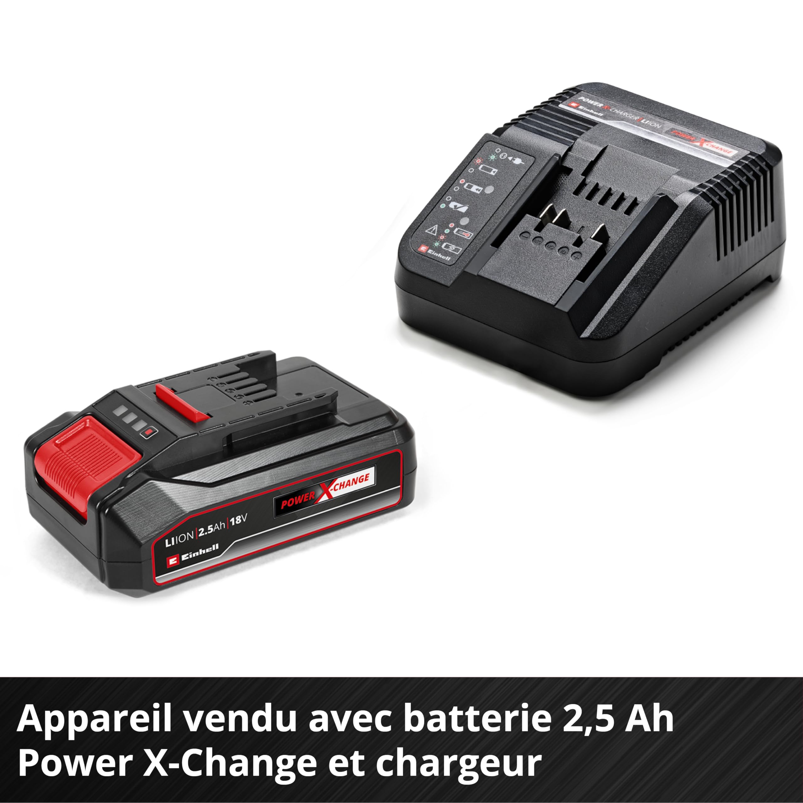 Einhell Coupe-Bordures sans Fil GE-CT 18 Li (1 x 2,5 Ah) Power X-Change (18 V, Bloc Moteur pivotant et inclinable, Dispositif d’écartement, avec 20 Lames en Plastique, Batterie 2,5 Ah et Chargeur)