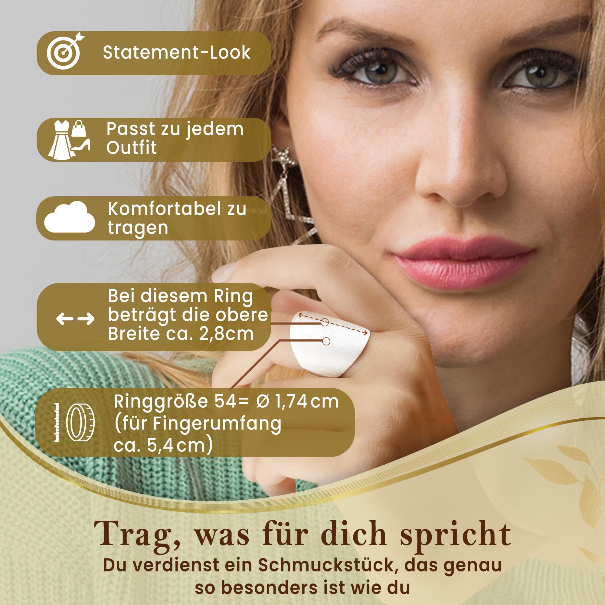 Cassini Damenring 925 Sterling Silber gebürstet - Nickelfrei & antiallergisch Breiter & Massiver Statement-Ring für Frauen Silberring Damen elegant für Alltag Business & Geschenk