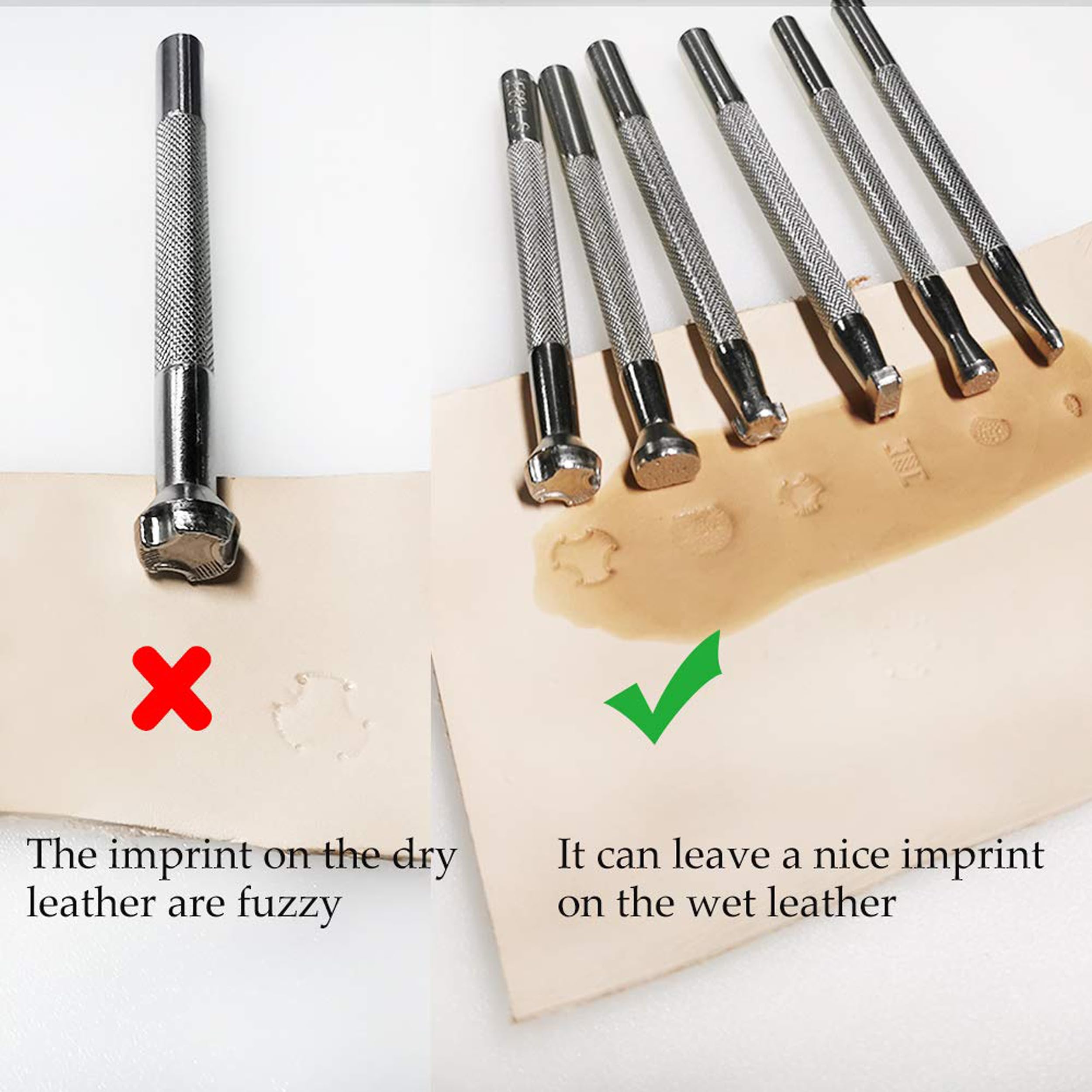 6 Pezzi Utensili per timbratura in Pelle,6 Diverse Forme di Strumenti per la Stampa in Pelle Utilizzato in Pelle, Borse, Portafogli, Cinture e pelletteria