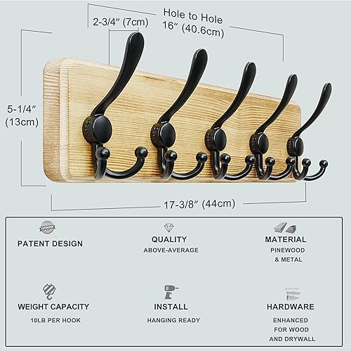 Miniatura 6 de Dseap - Perchero de madera para pared, DSG