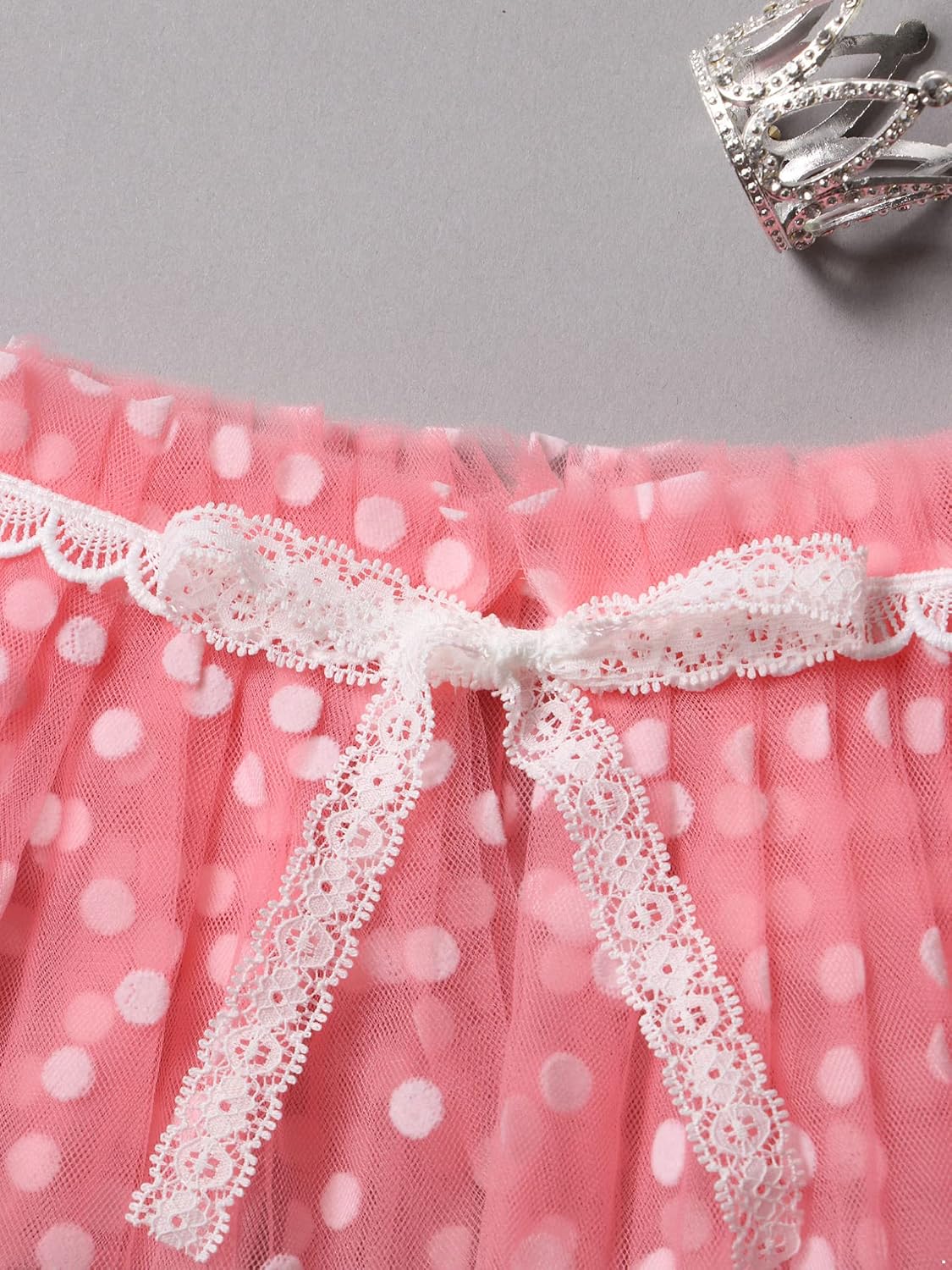 Newborn Baby Girls Outfit Photography Prop Lace Decor Mesh Tutu Skirts with Small Crown Headdress