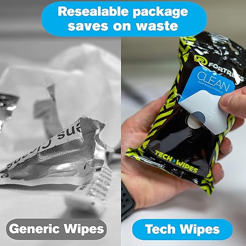 Miniatura 3 de Fortress Tech Wipes - Toallitas desinfectantes para llevar 60 unidades para teléfonos celulares cámaras teclados gafas lentes y más tamaño de viaje