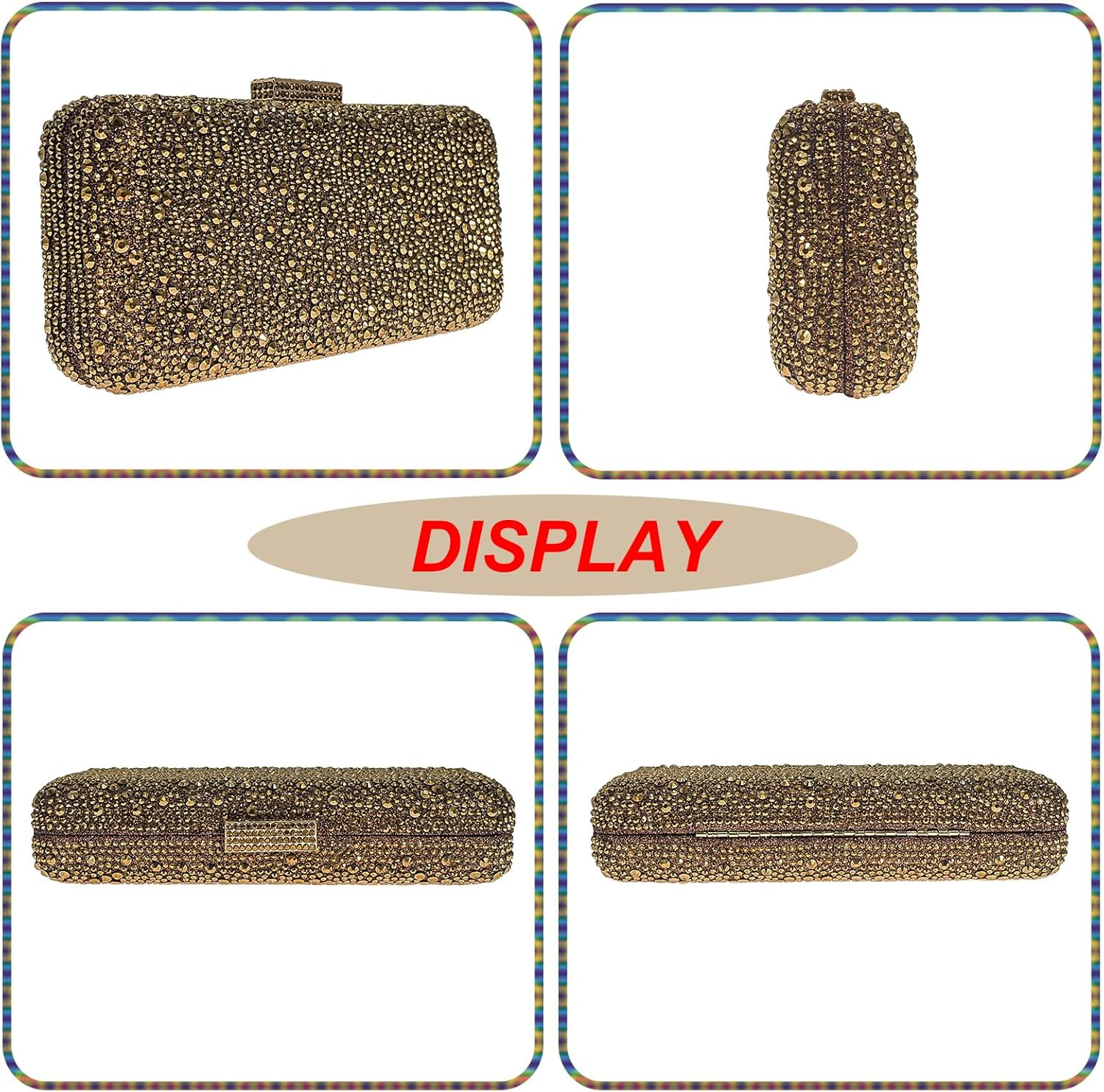 Long Rhinestone Box Evening Bag Women Formal Gathering Party Crystal Clutch Bridal Purse - Image 2