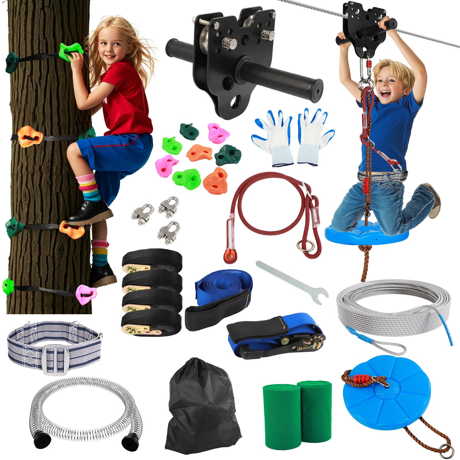 Amazon.com: FAHKNS Zip Line Kit for Kids Adults: 120FT Up to 400