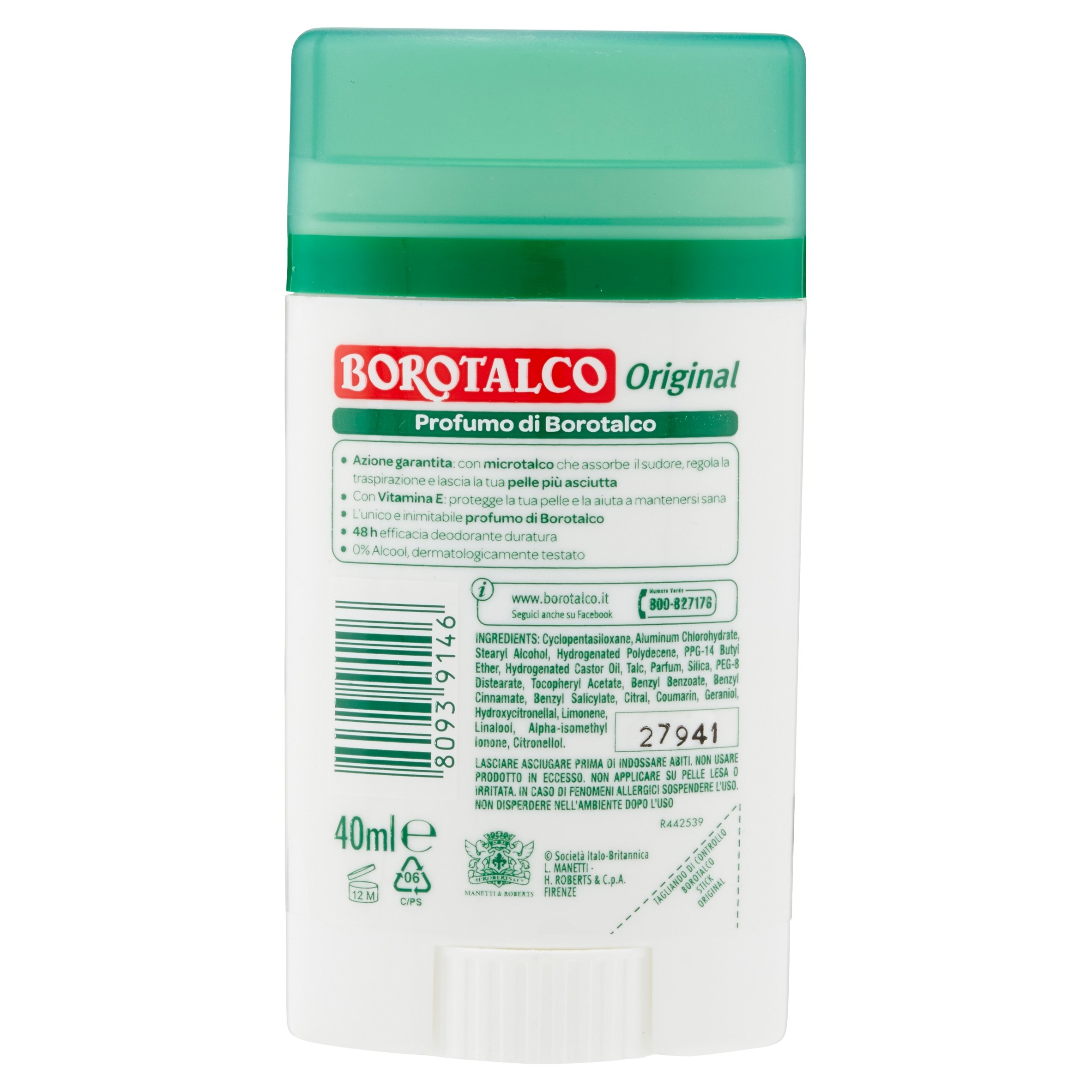 Deodorant Original Fresh Stick No Alcool 40 Ml by Borotalco