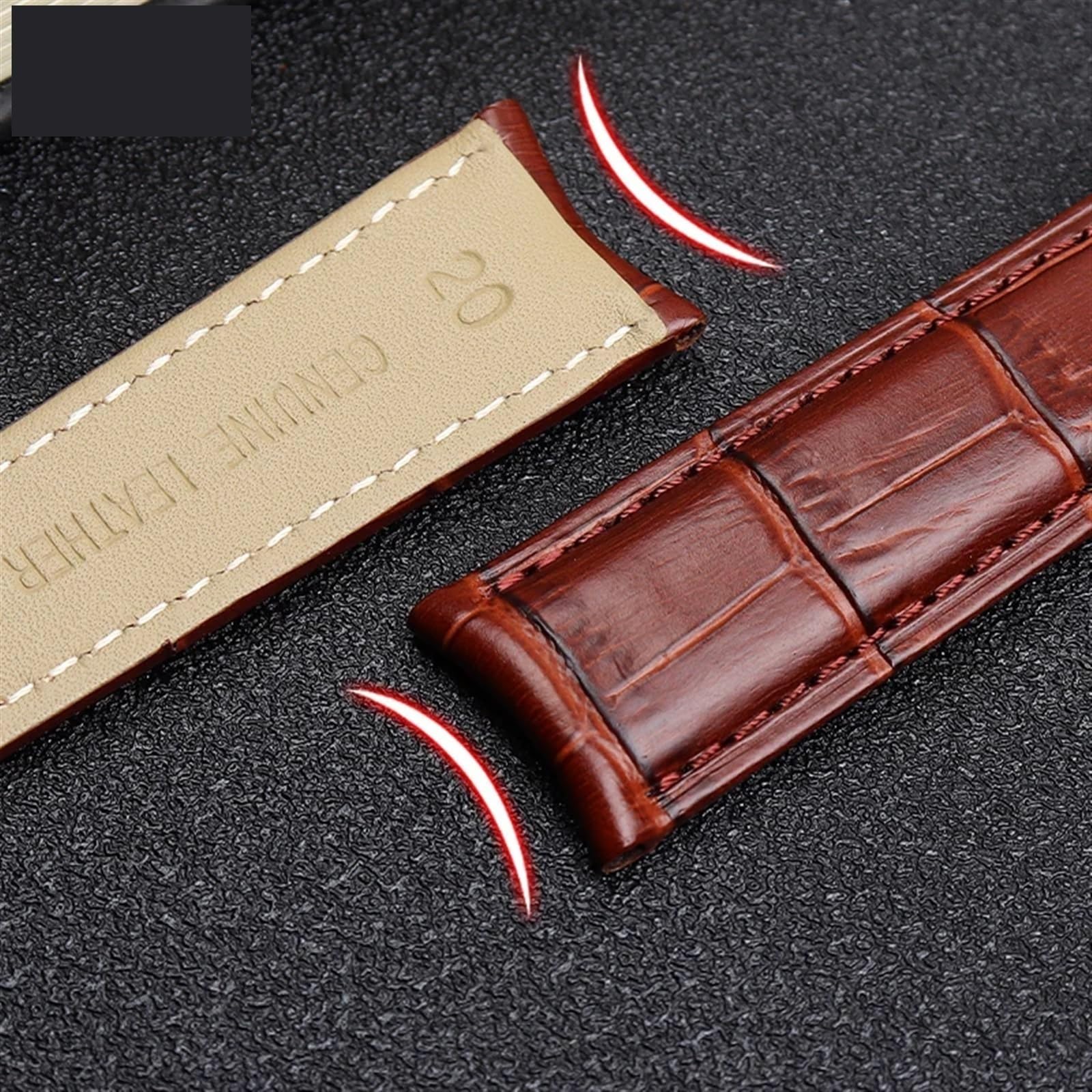 Bracelet en Cuir Authentique incurvé Braceuse de Vache Bleue Strap pour VC Watch Band 19 mm 20m 21 mm 22 mm