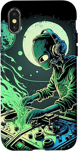 Miniatura 4 de iPhone 11 Pro Max EDM Alien Rave Astronaut Alien DJ, Alien DJing in Space Case