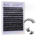 B&Q Lash Clusters Fluffy Wispy Voluminous - 144 PCS Feath5D 01 Layered Individual Cluster Lashes, Feathered Lightweight Eyelash Extensions in 8-18mm, C Curl, Waterproof False Lashes